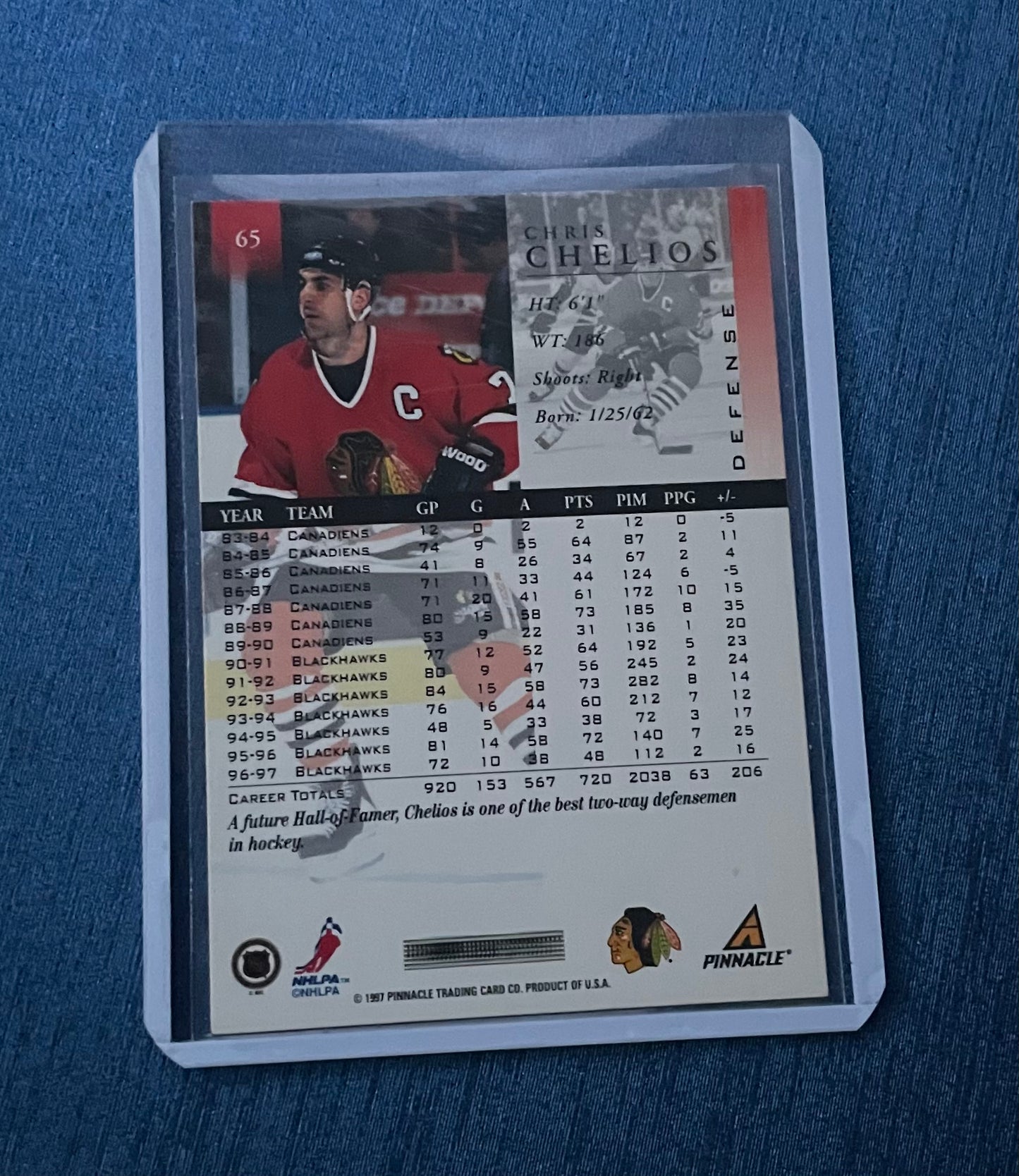 Chris Chelios Chicago Blackhawks ‘97 Pinnacle