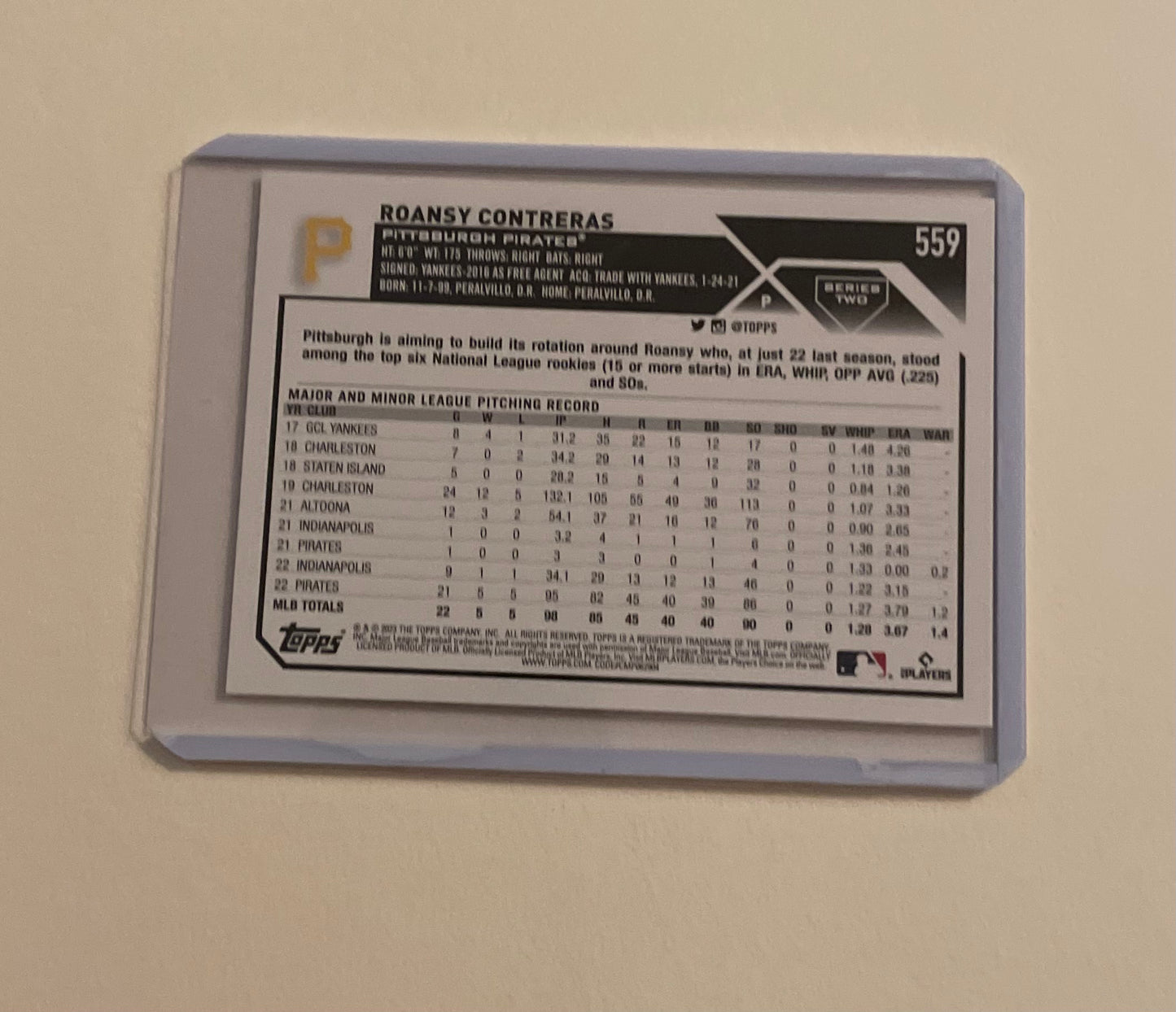 Roansy Contreras Pittsburg Pirates Topps 2023 (future stars)
