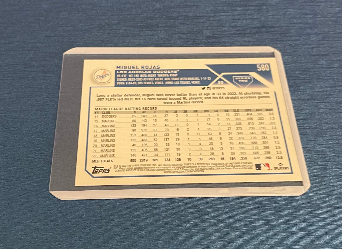Miguel Rojas Los Angeles Dodgers Topps 2023