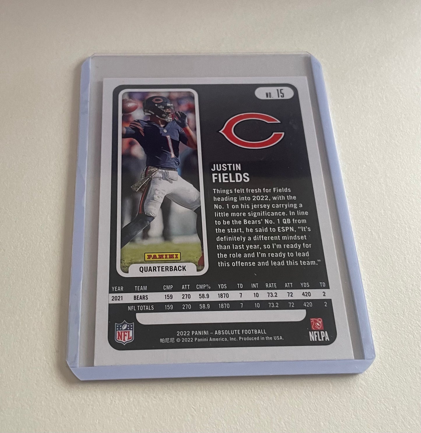Justin Fields Chicago Bears 2022 Absolute Football