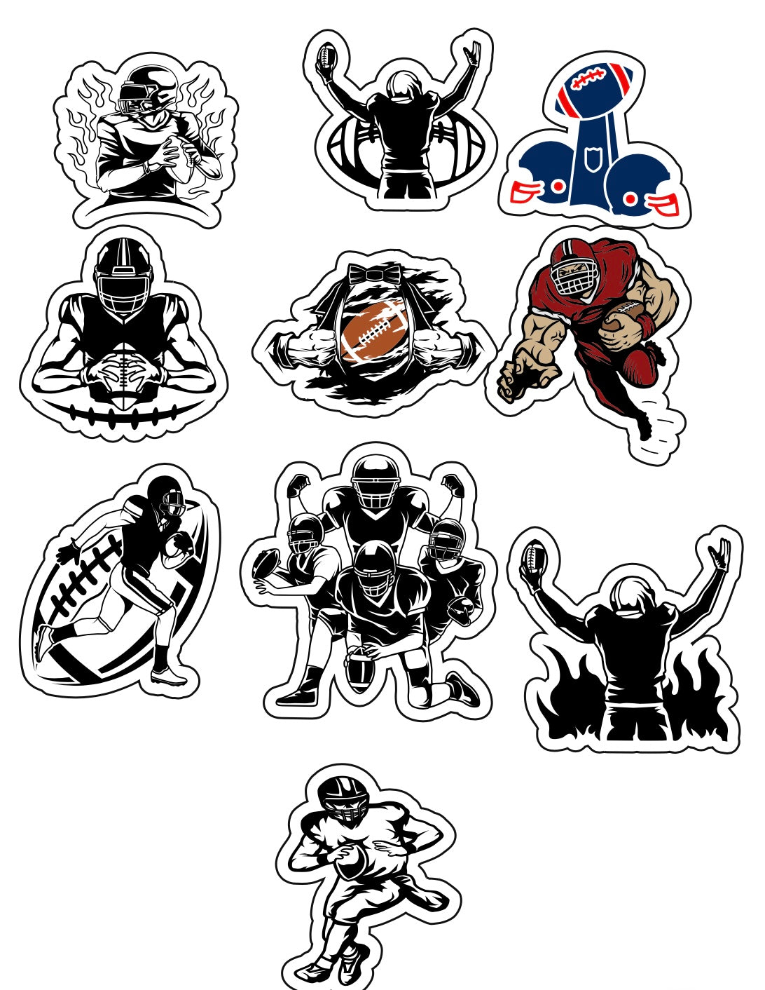 Assorted football sticker set 10pc