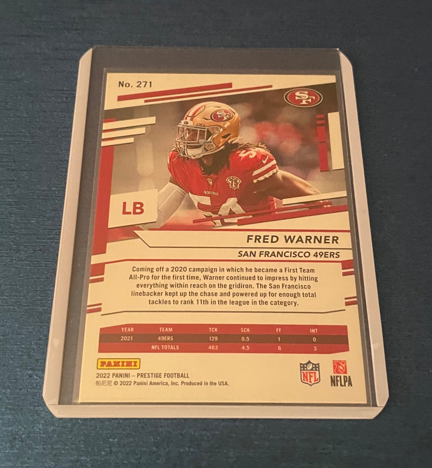 Fred Warner San Francisco 49ers 2022 Panini Prestige