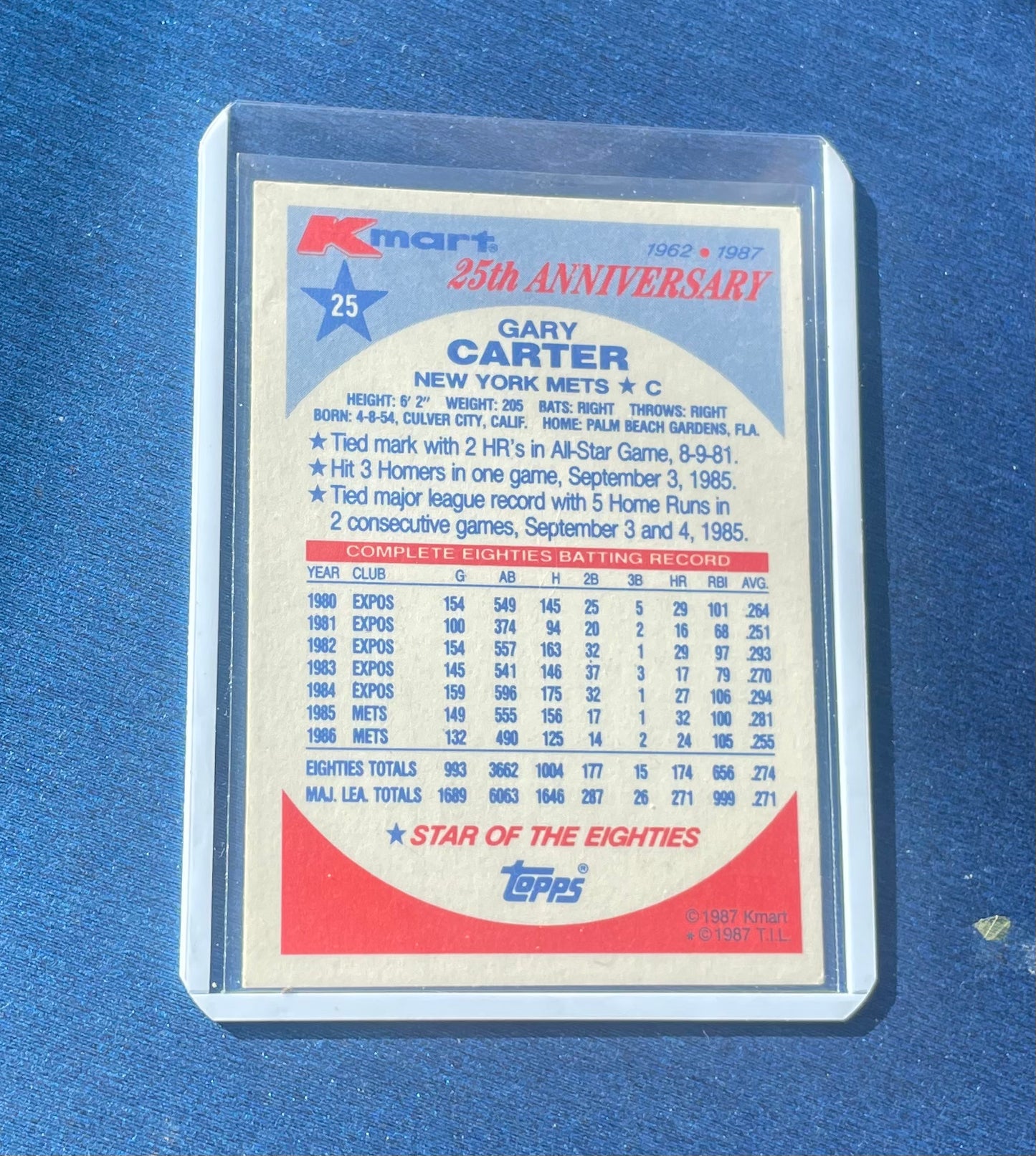 Gary Carter New York Mets Topps 25th Anniversary 1987 Kmart