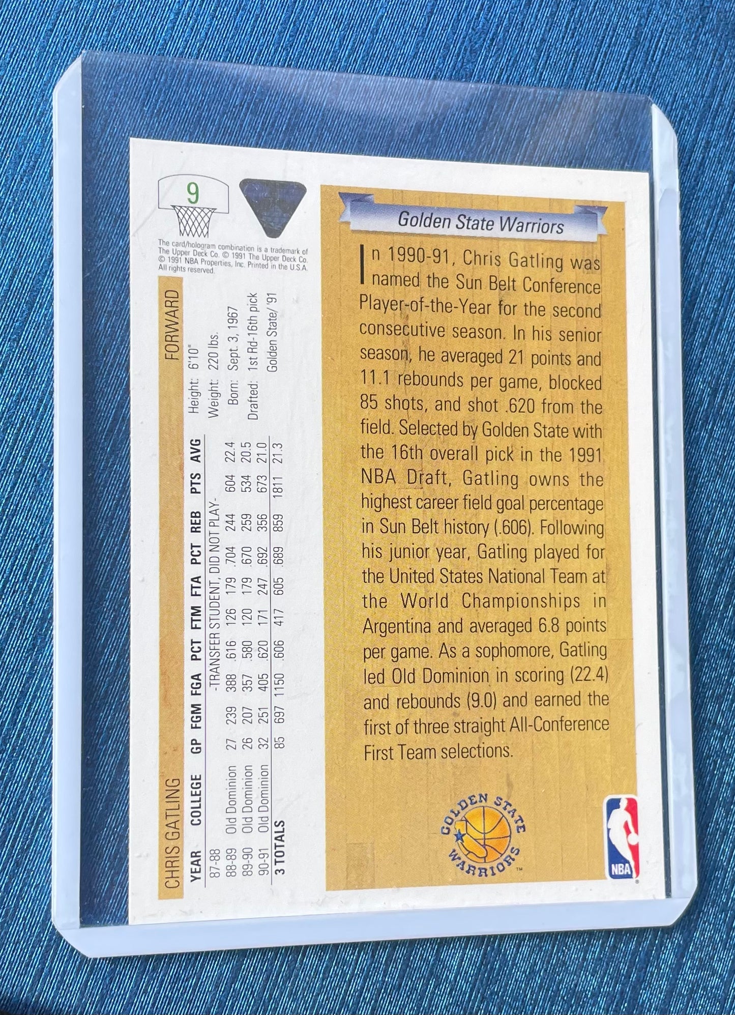 Chris Gatling Golden State Warriors 1991-92 Upper Deck