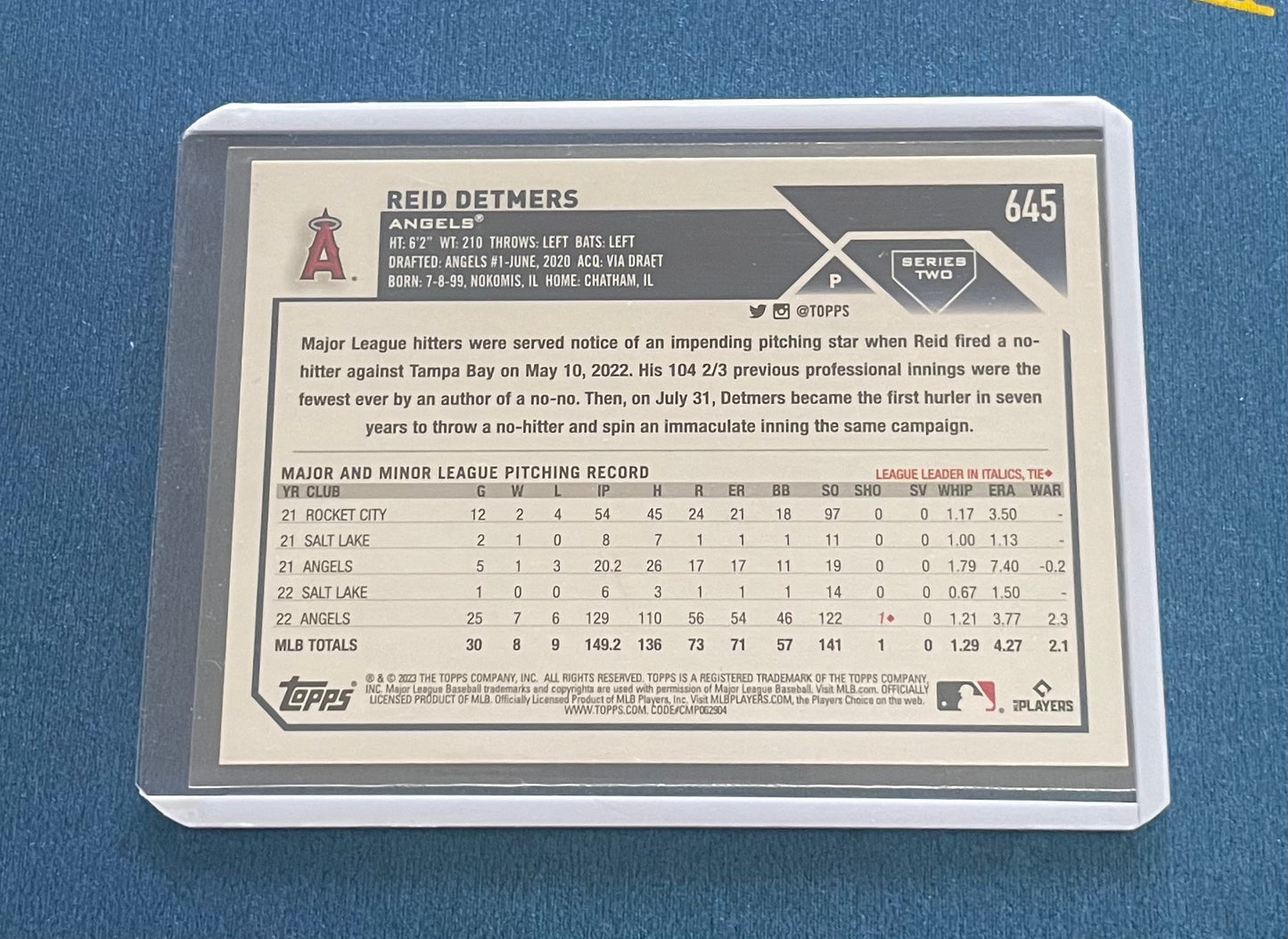 Reid Detmers Los Angeles Angels Topps 2023