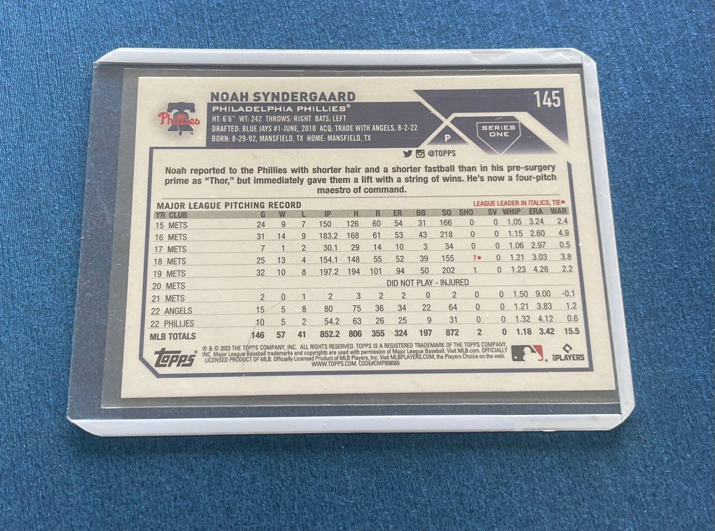 Noah Syndergaard Philadelphia Phillies 2024 Topps (stand included)