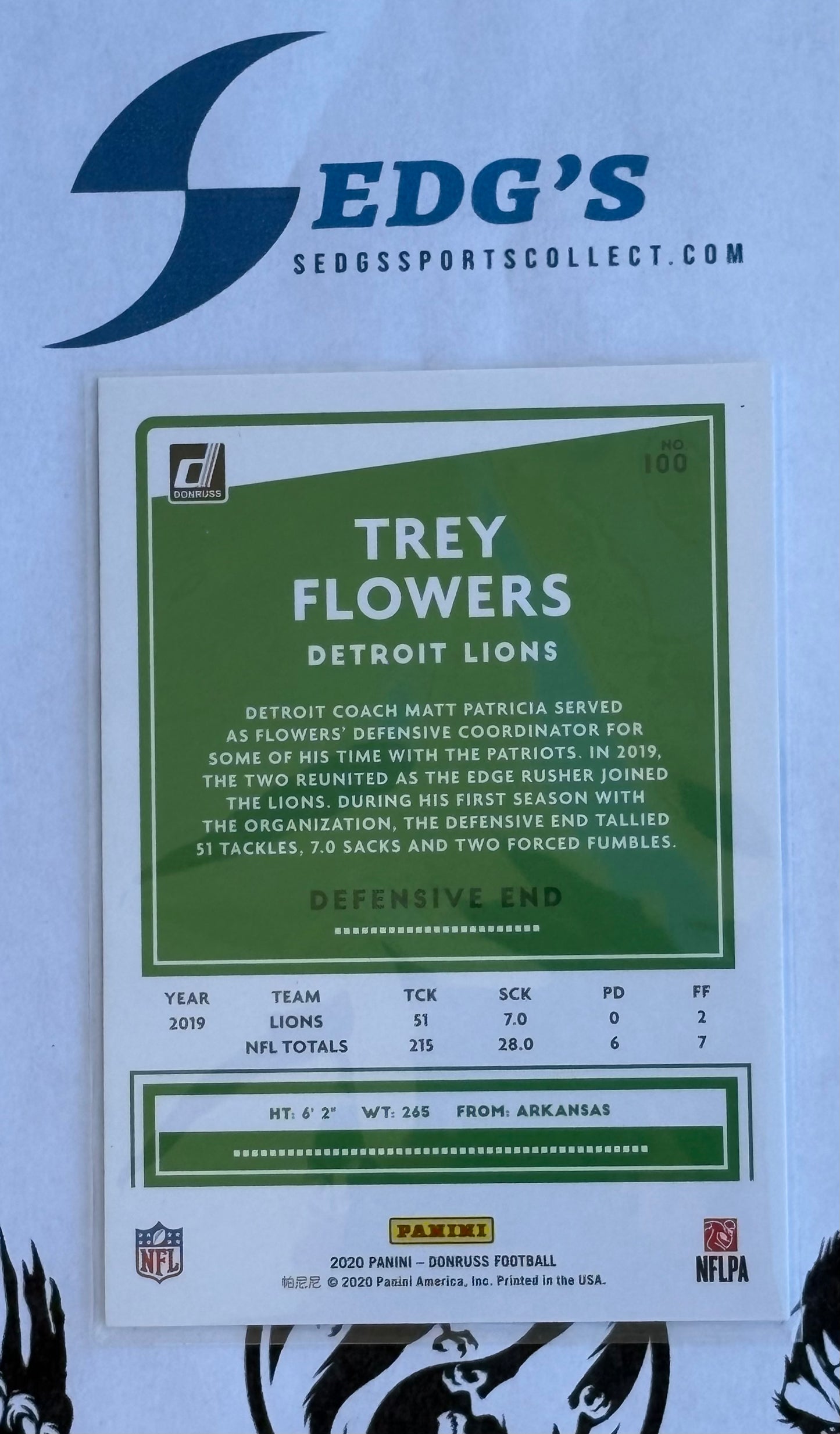 Trey Flowers Detroit Lions 2020 Donruss