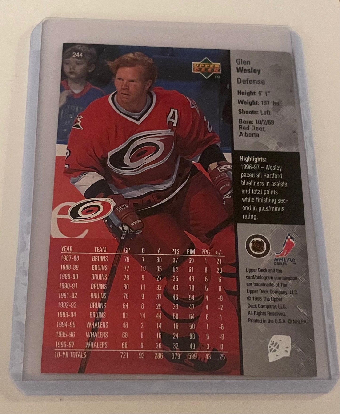 Glen Wesley Carolina Hurricanes 1998 Upper Deck #244