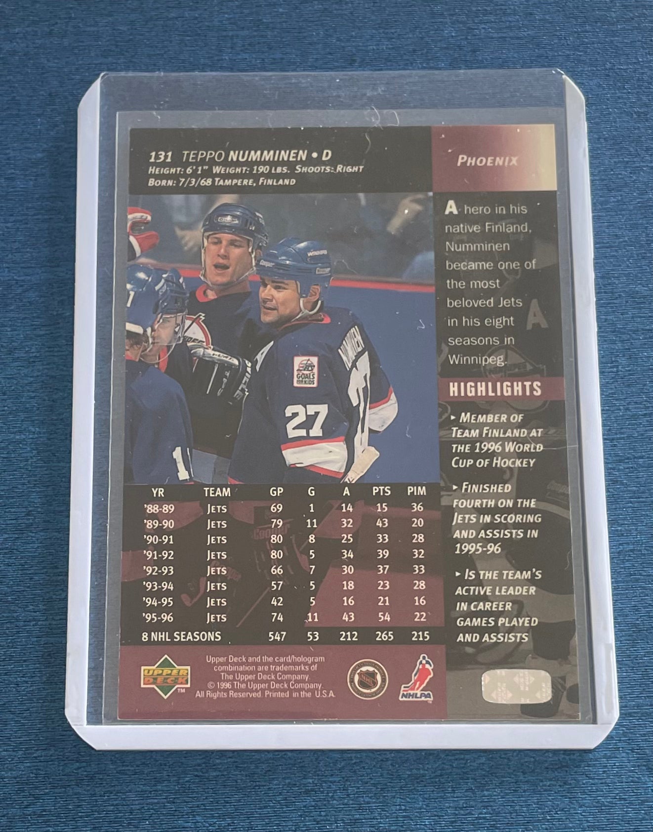Teppo Numminen Winnipeg Jets 1996 Upper Deck