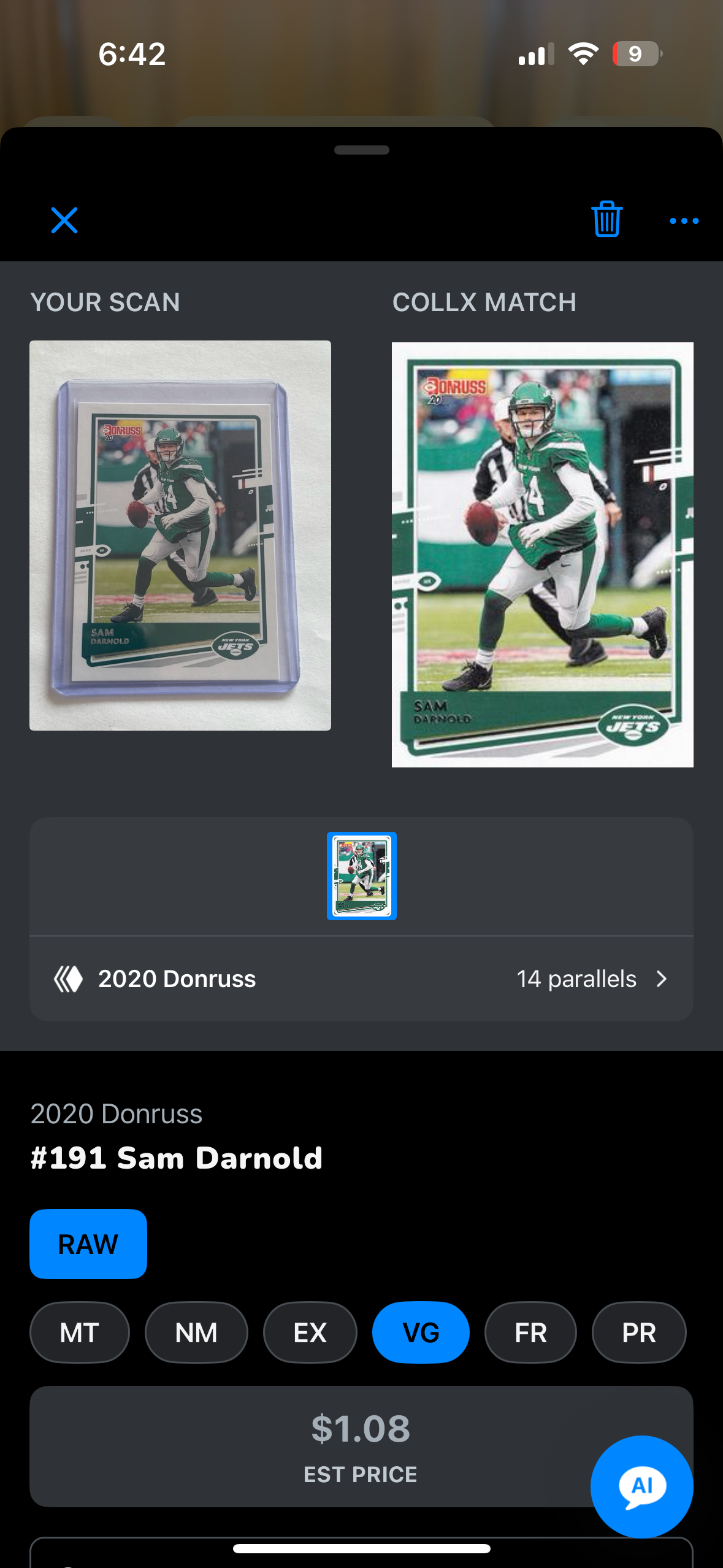 Sam Darnold New York Jets 2020 Donruss