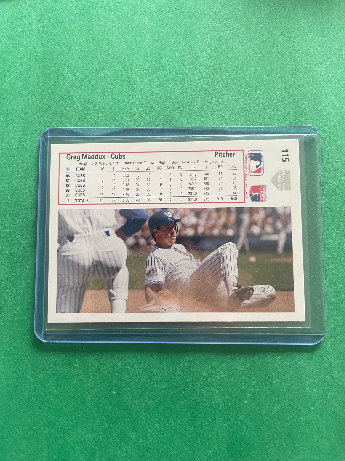 Greg Maddux Chicago Cubs 1990 Upper Deck