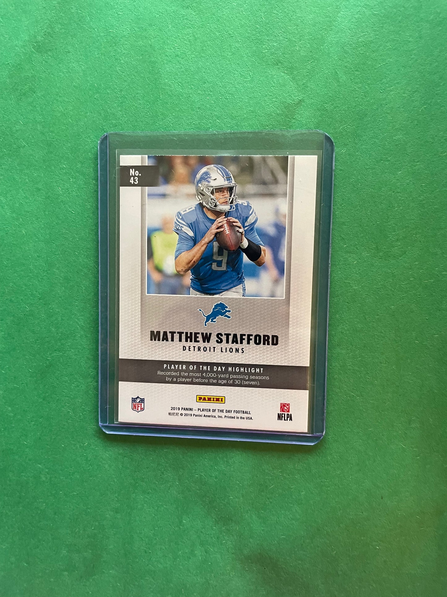 Matthew Stafford Detroit Lions Panini Player of the Day