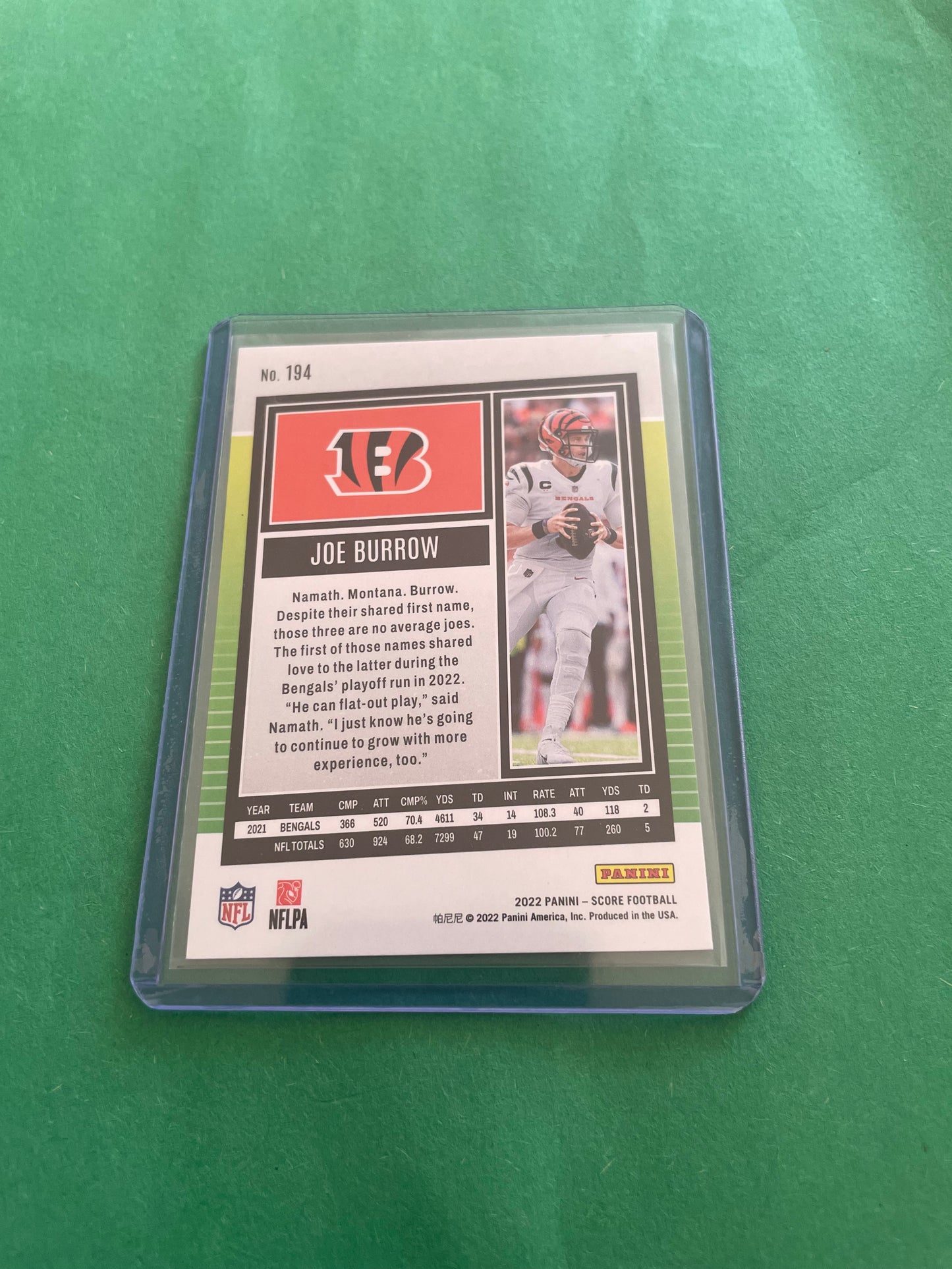 Joe Burrow Cincinnati Bengals 2022 Panini football