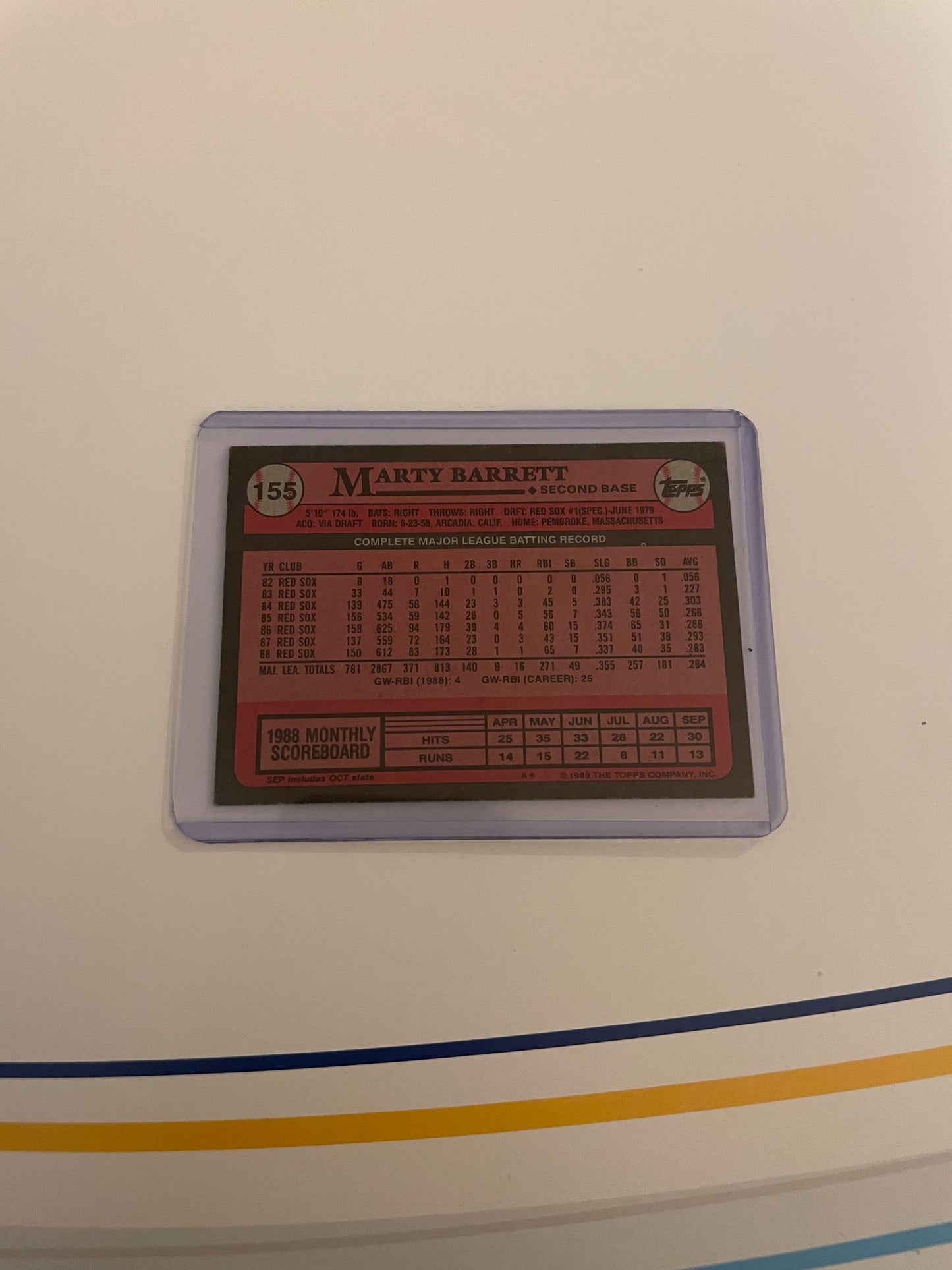 Marty Barrett Boston Red Sox 1989 Topps