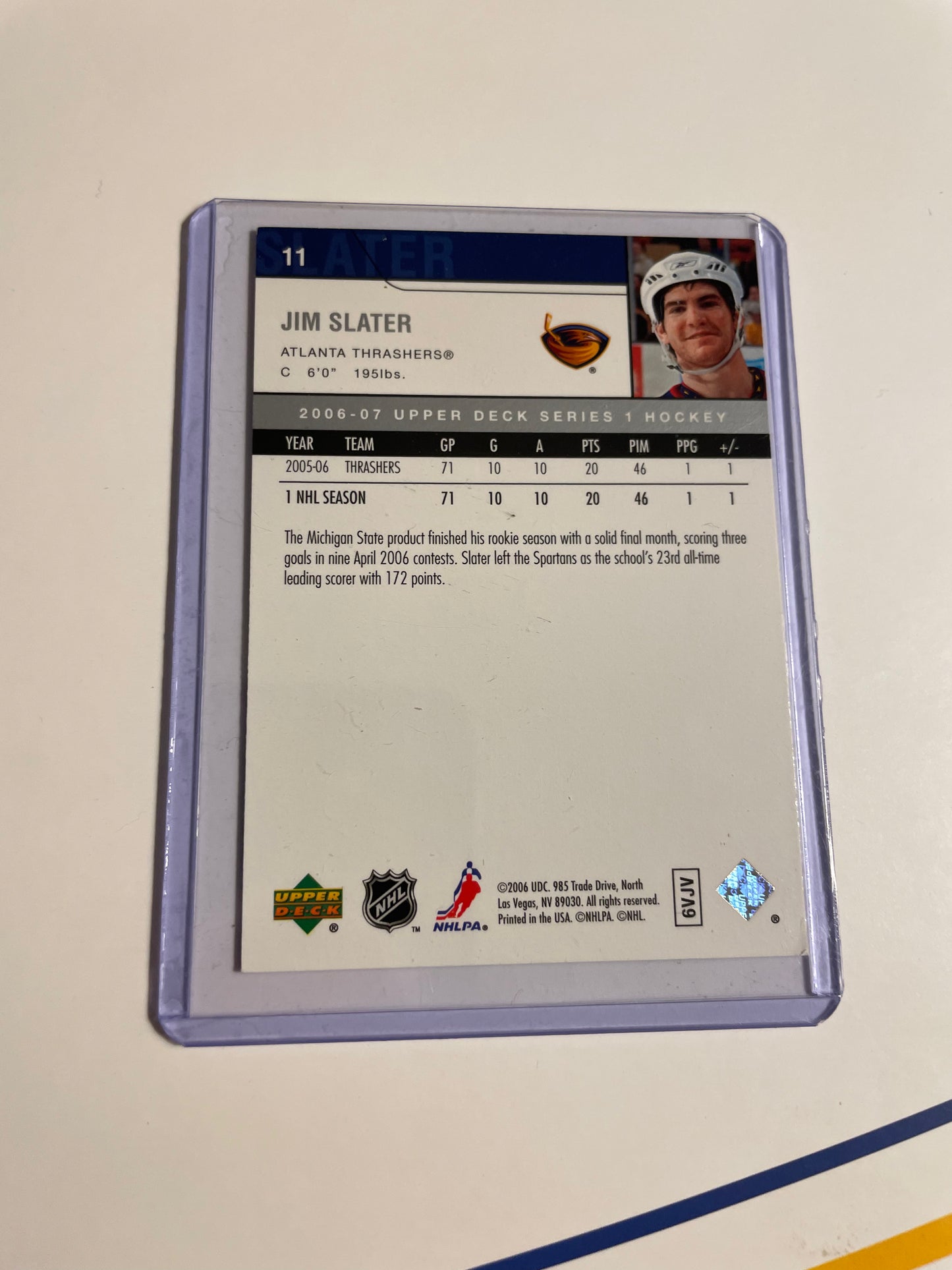 Jim Slater Atlanta Thrashers 2006 Upper Deck