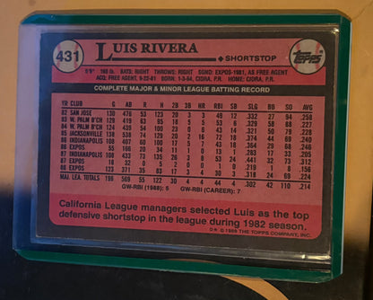 Luis Rivera Montreal Expos 1989 Topps