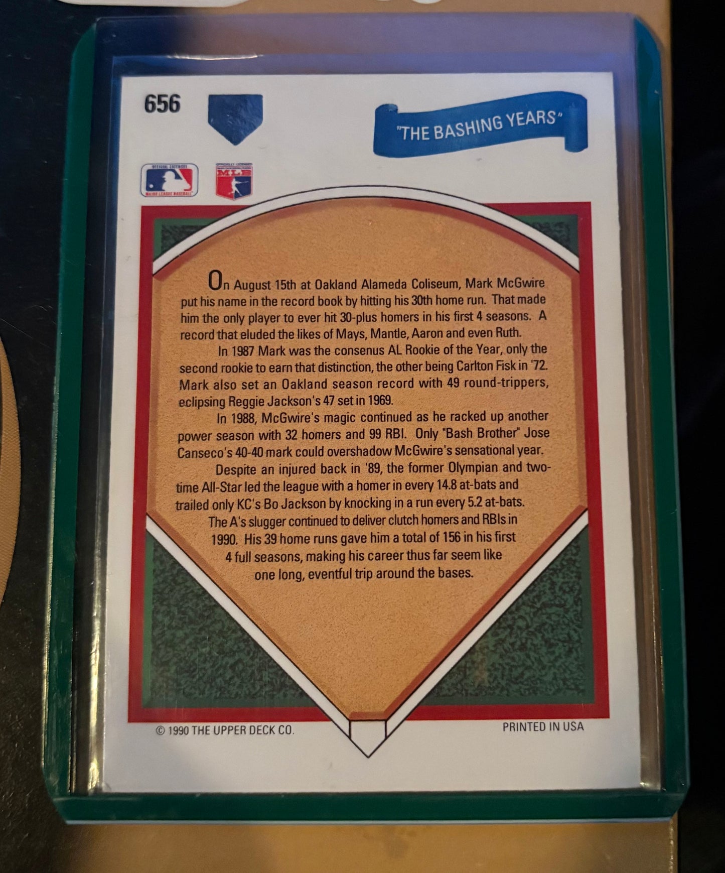 Mark McGwire Oakland Athletics “the bashing years” upper deck 1990
