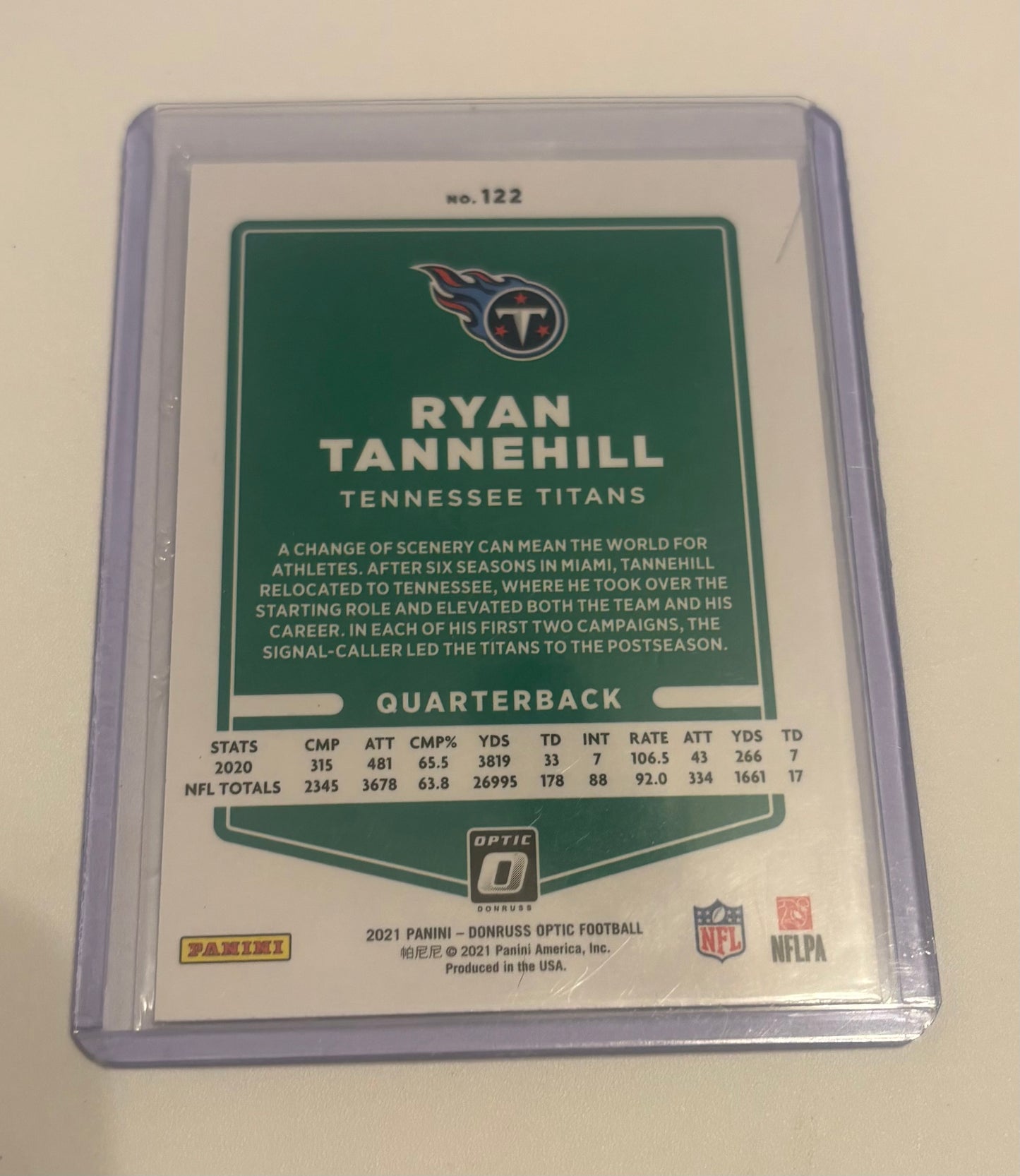 Ryan Tannehill Tennessee Titans 2021 Donruss Optic
