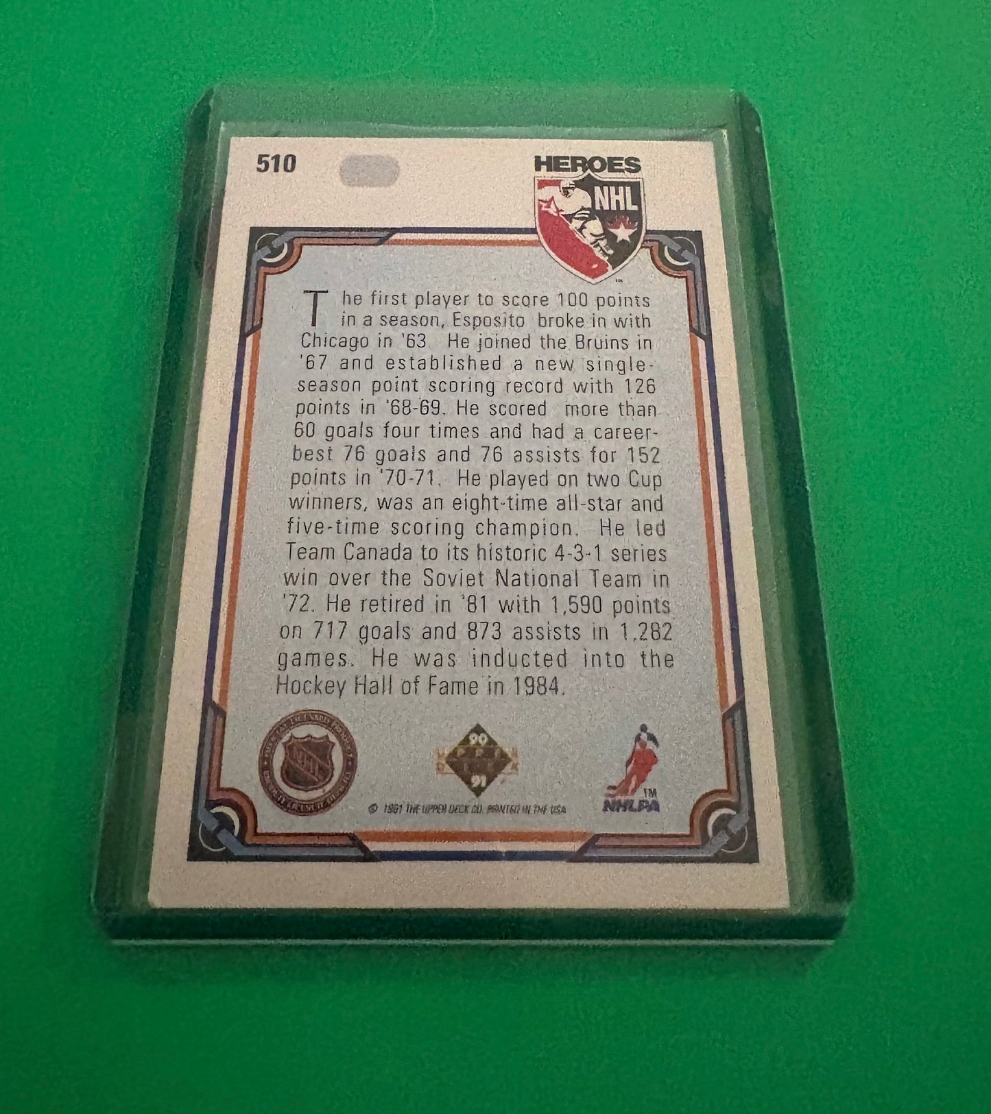 Phil Esposito Hockey Heroes 1991 Upper Deck