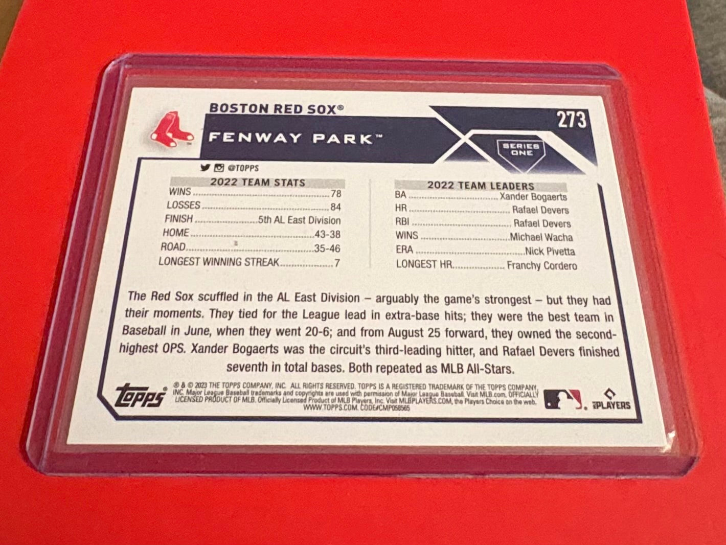 Boston Red Sox Fenway Park Topps 2023