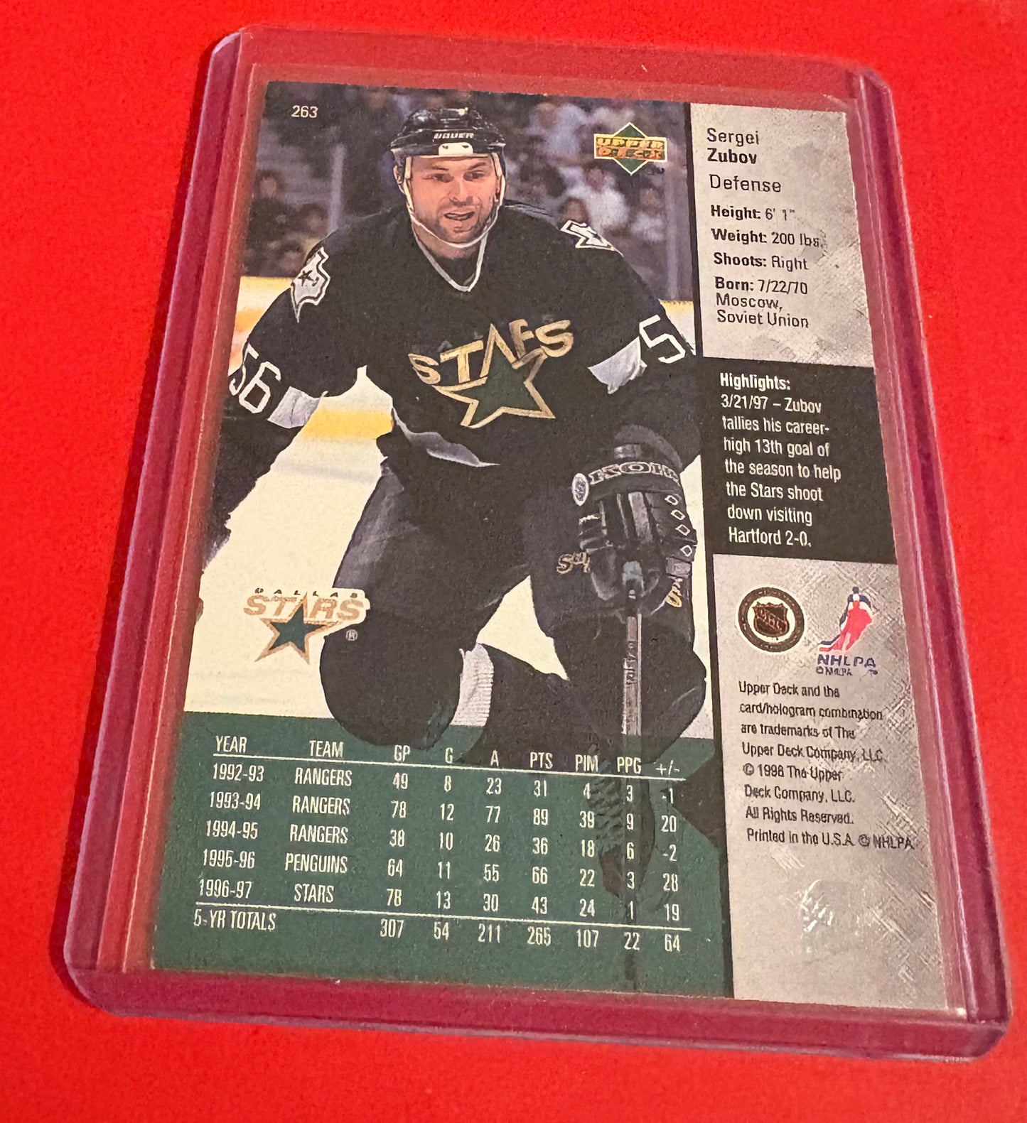 Sergei Zubov Dallas Stars 1998 Upper Deck