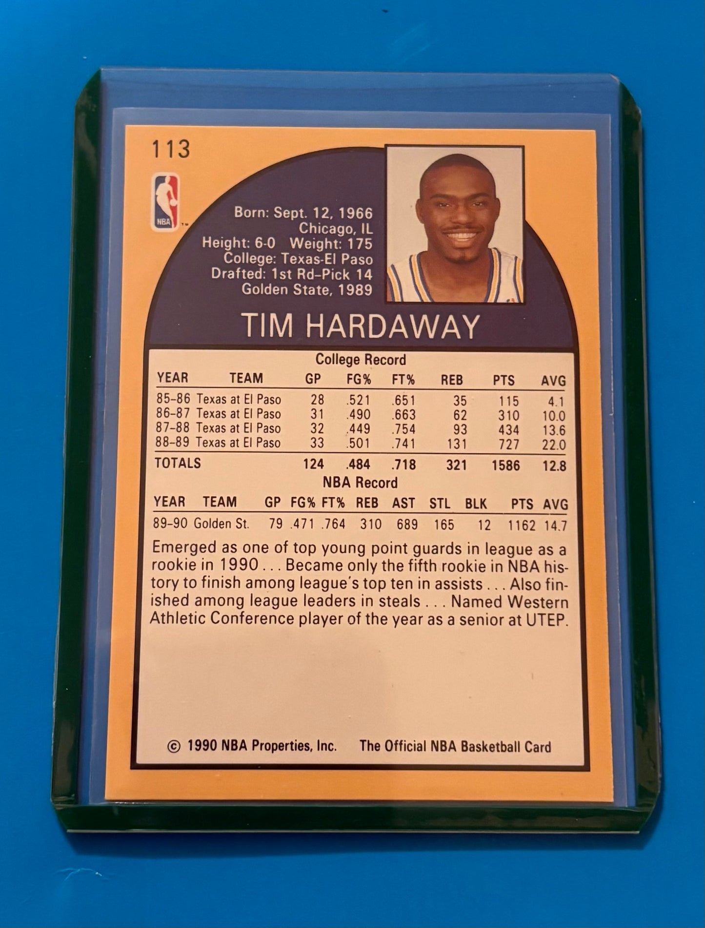 Tim Hardaway Golden State Warriors 1990 NBA Properties Rookie