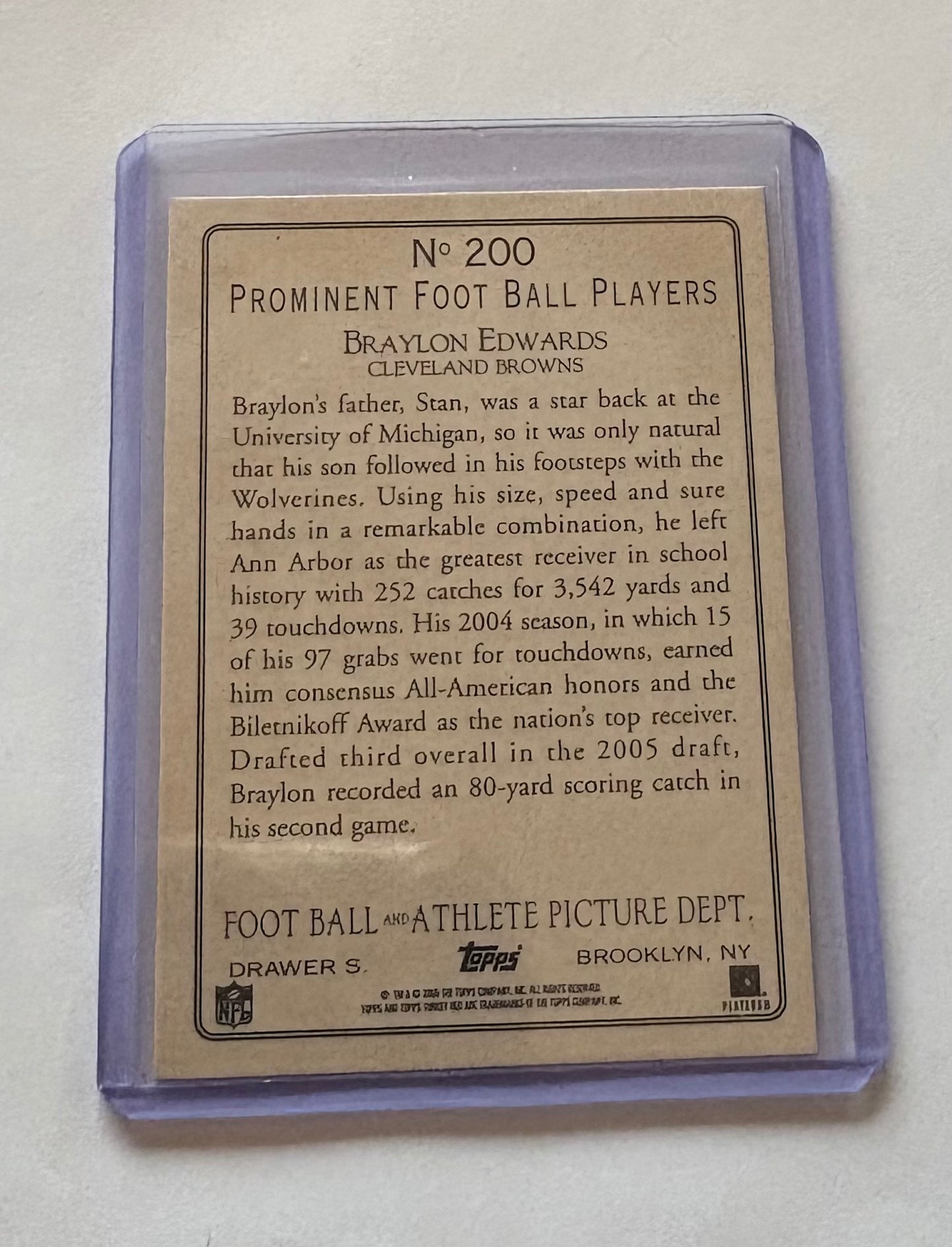 Braylon Edwards Cleveland Browns Topps Turkey Red Rookie