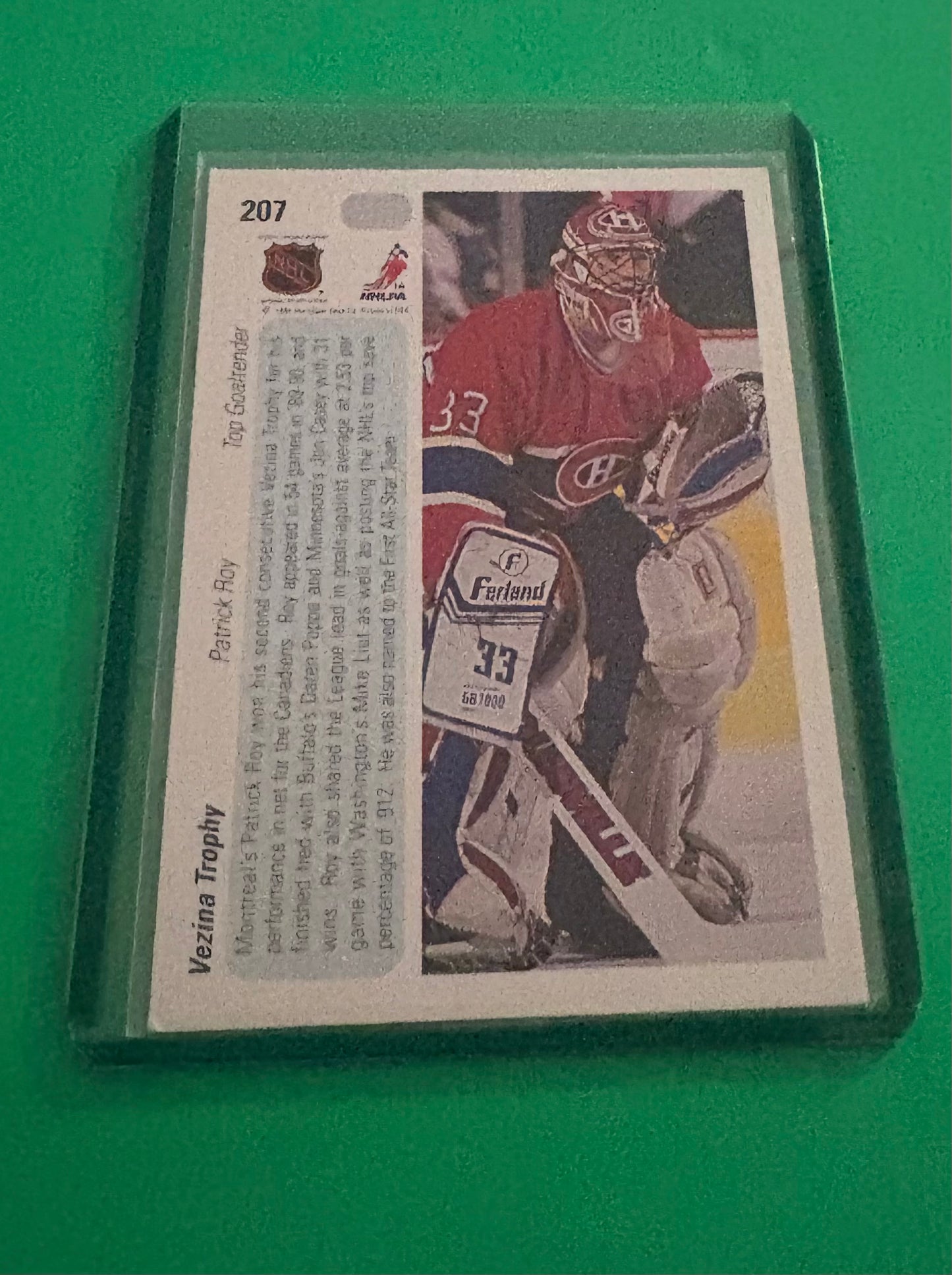 Patrick Roy Montreal Canadiens Vezina Trophy Winner 1991 Upper Deck