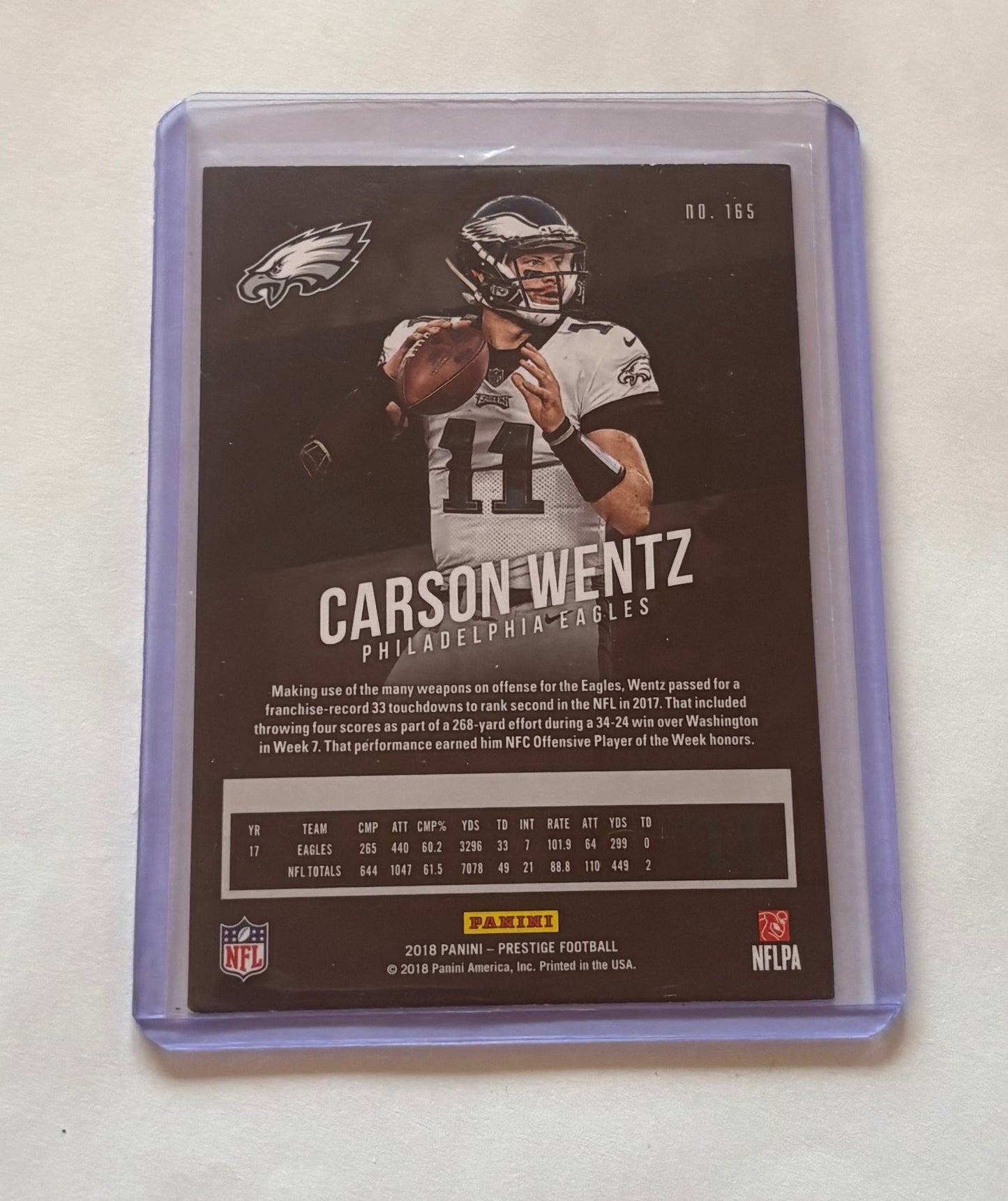 Carson Wentz Philadelphia Eagles 2018 Panini Prestige
