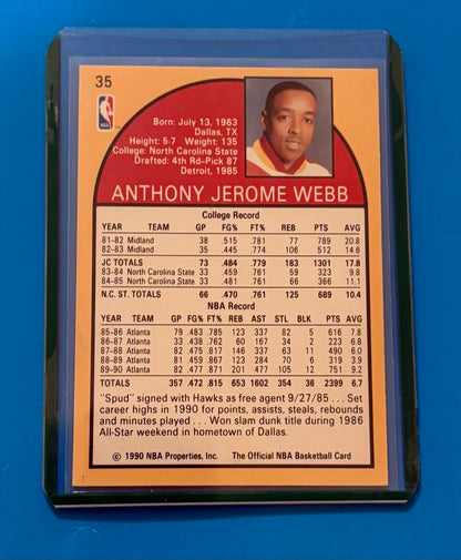 Spud Webb Atlanta Hawks 1990 NBA Official