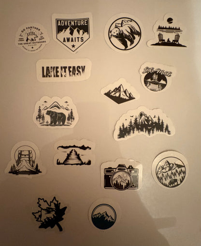 “Adventure awaits” transparent stickers