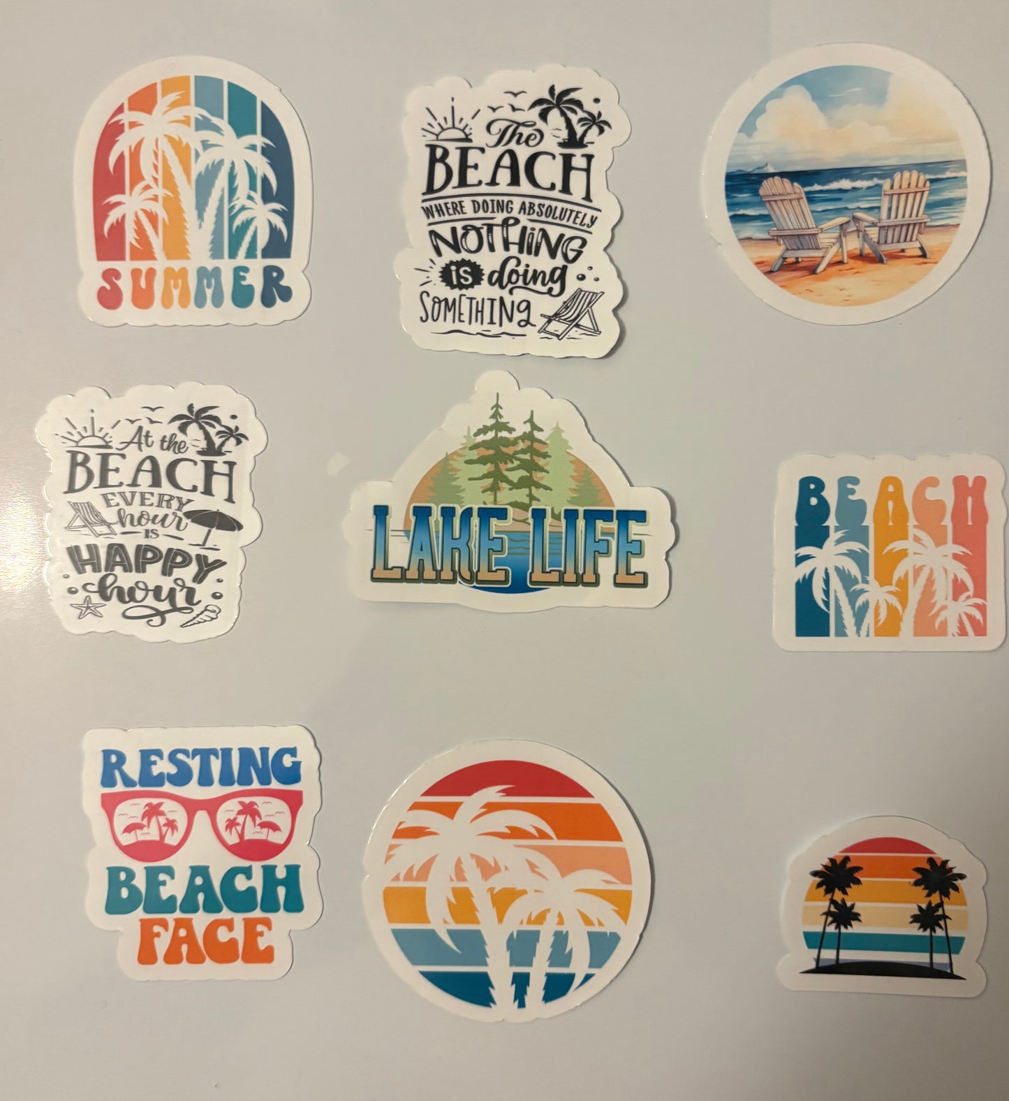 Beach sticker set (white)