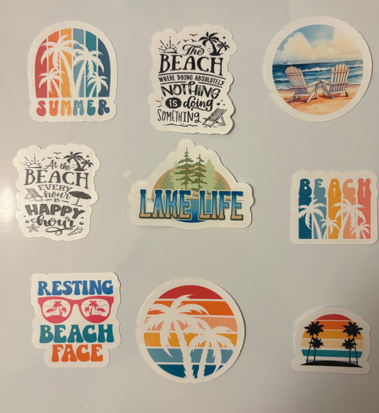 Beach sticker set (white)
