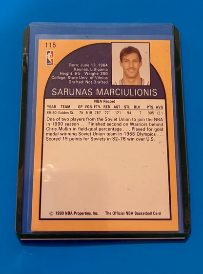 Sarunas Marciulionis Golden State Warriors 1990 NBA Official Rookie.