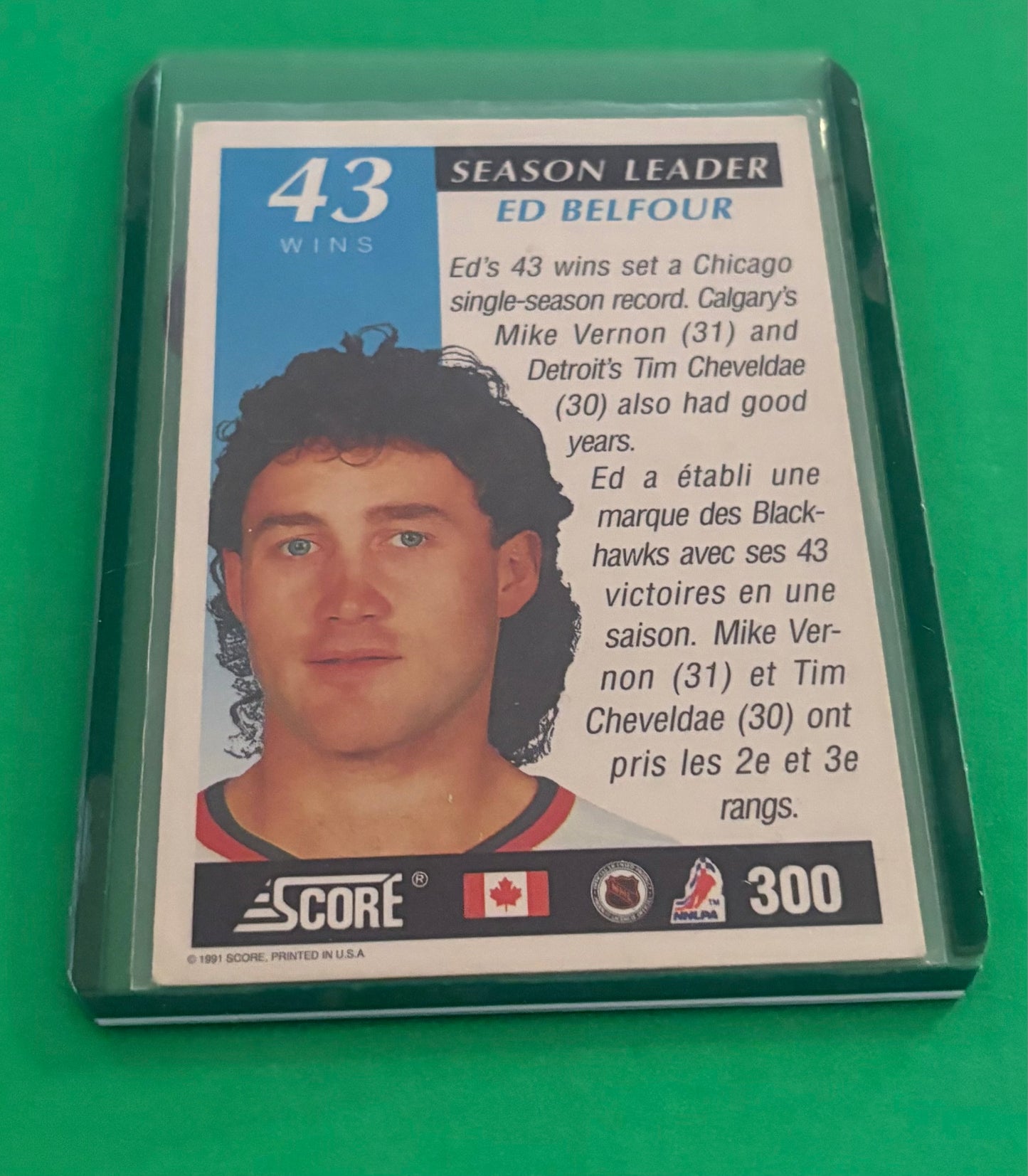 Ed Belfour Chicago Blackhawks 1991 Score