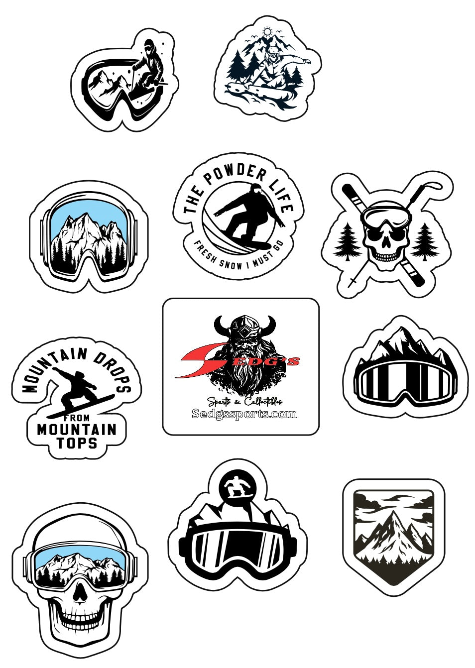 10pc sticker set.   Winter edition