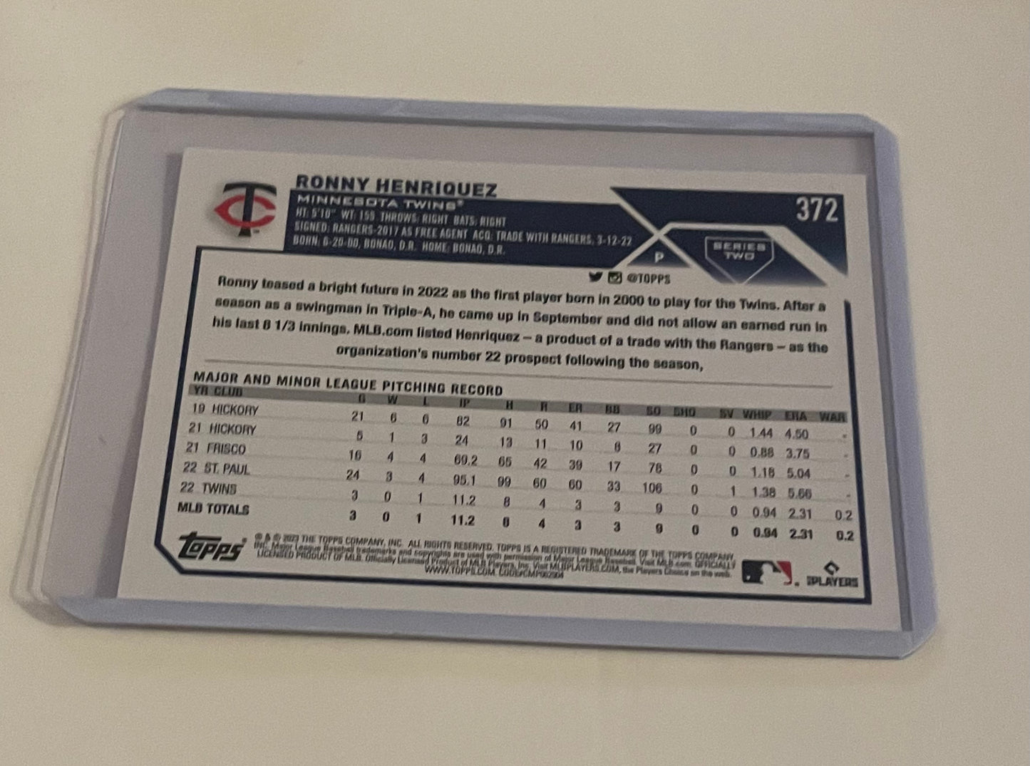 Ronny Henriquez Minnesota Twins Topps 2023