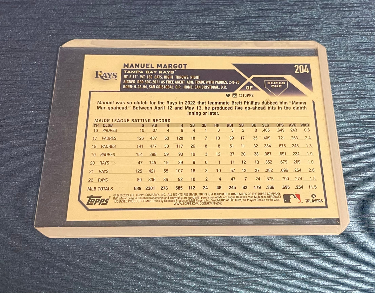 Manuel Margot Tampa Bay Rays Topps 2023