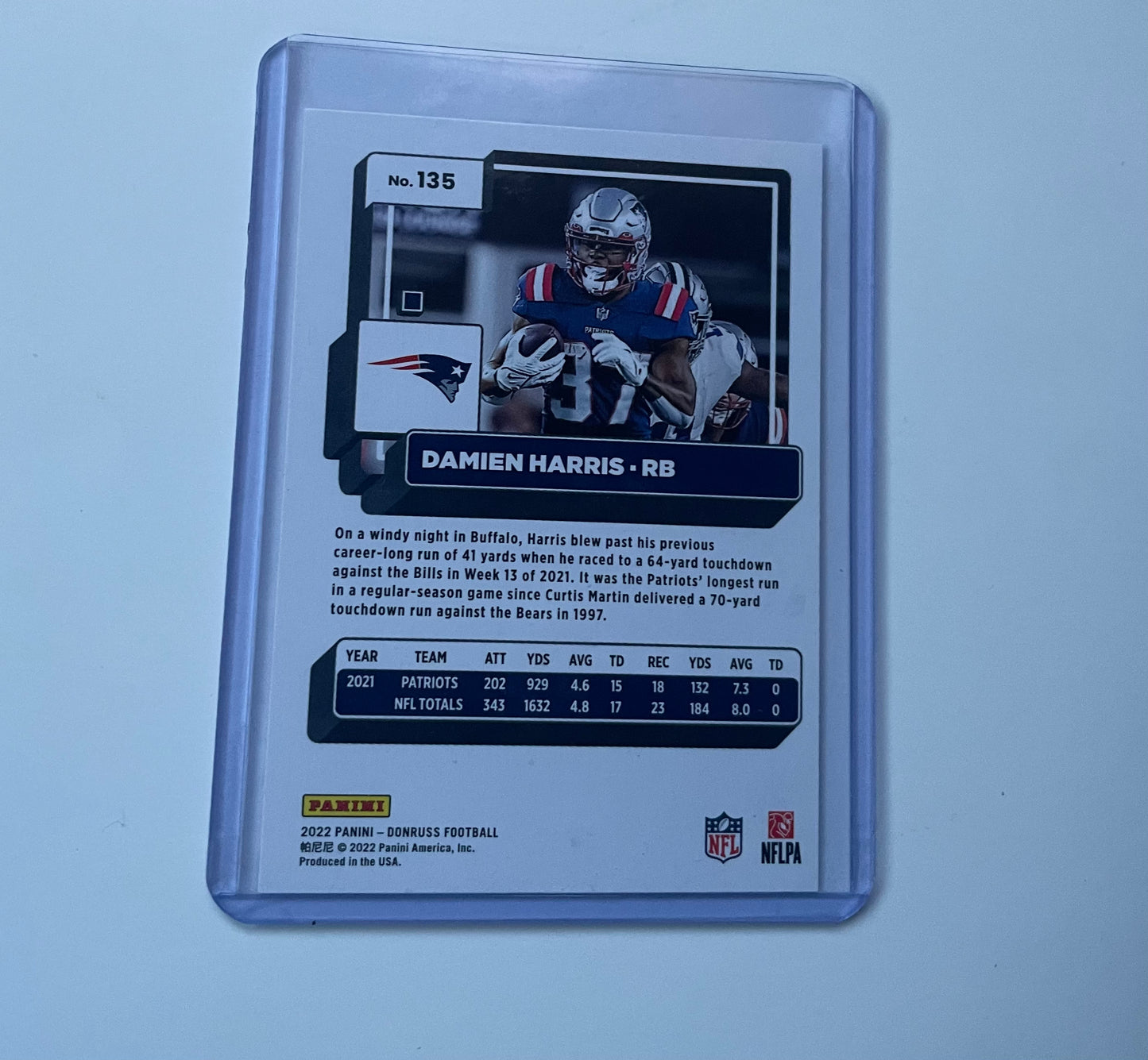 Damien Harris New England Patriots 2022 Donruss