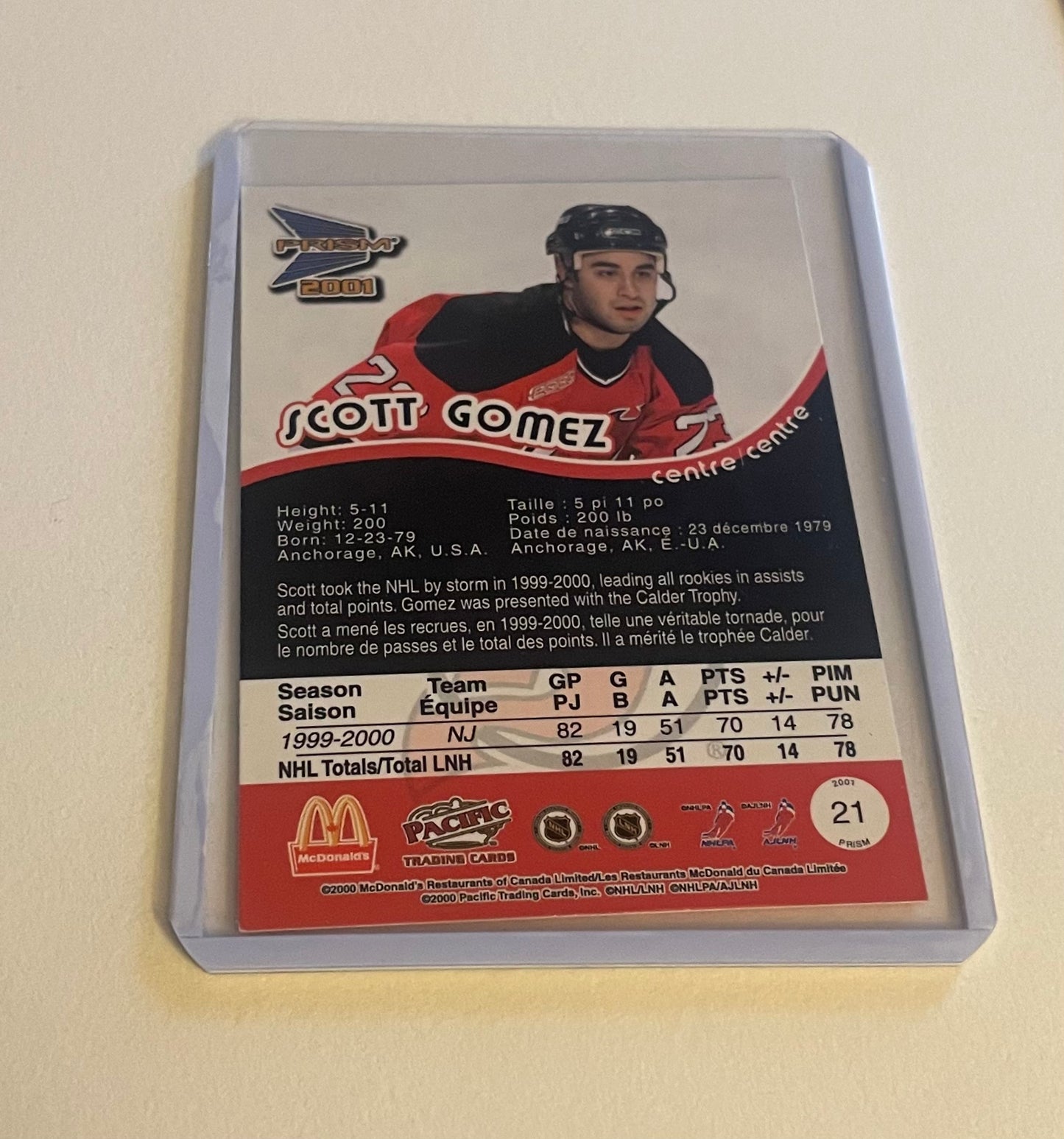 Scott Gomez New Jersey Devils 2000-01 Pacific Prism