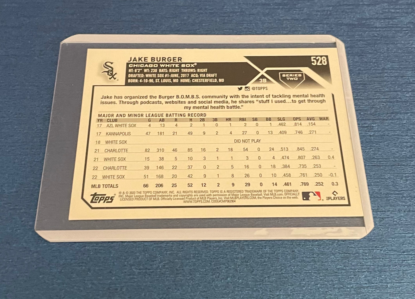Jake Burger Chicago White Sox Topps 2023