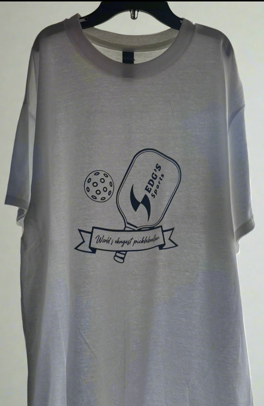 “World’s Okayest Pickleballer” Tee.  Sedg’s Sports edition