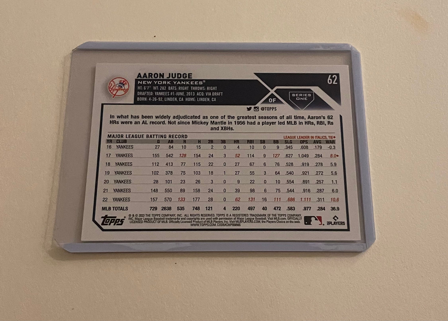 Aaron Judge New York Yankees Topps 2023