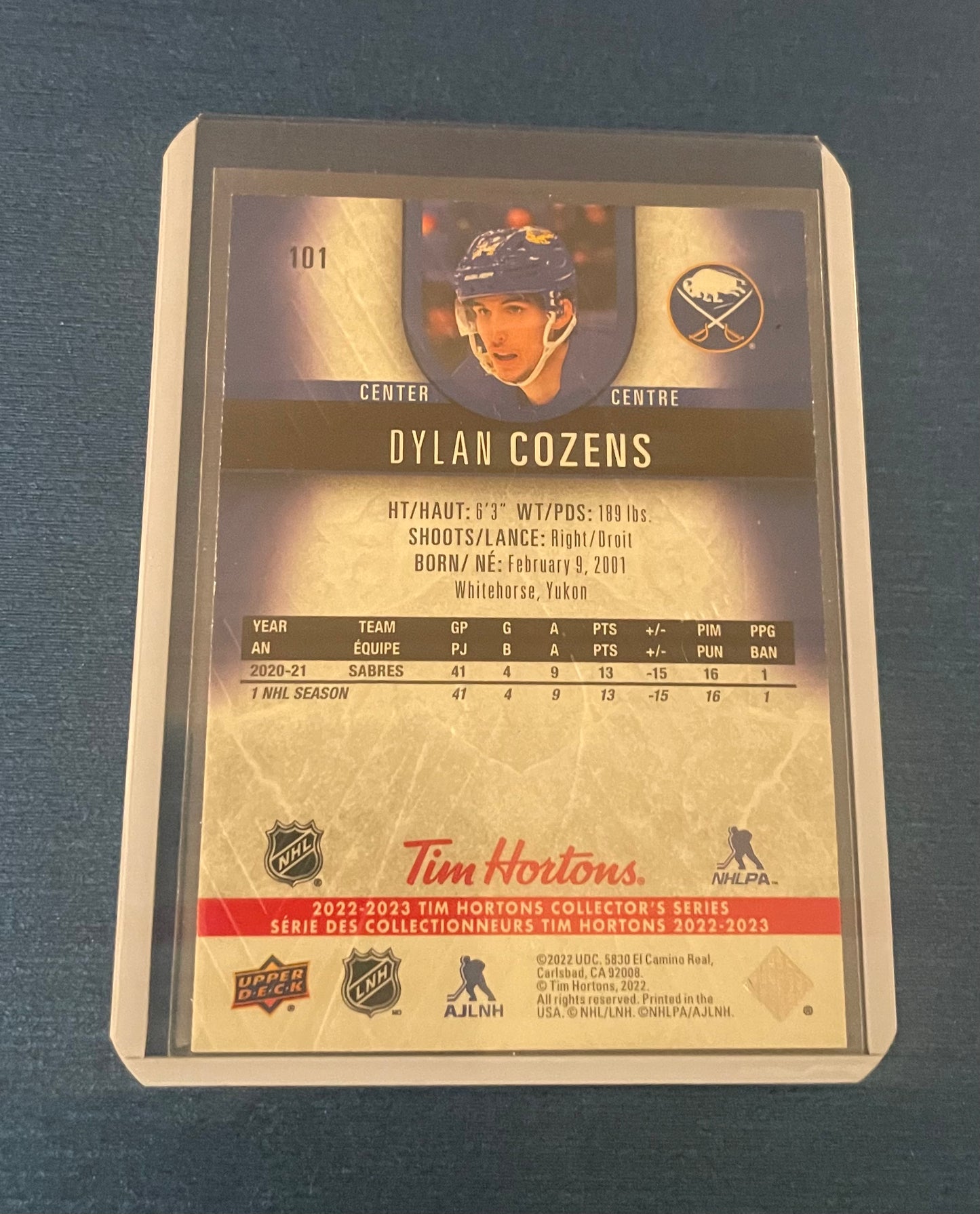 Dylan Cozens Buffalo Sabres ‘22-23 Upper Deck