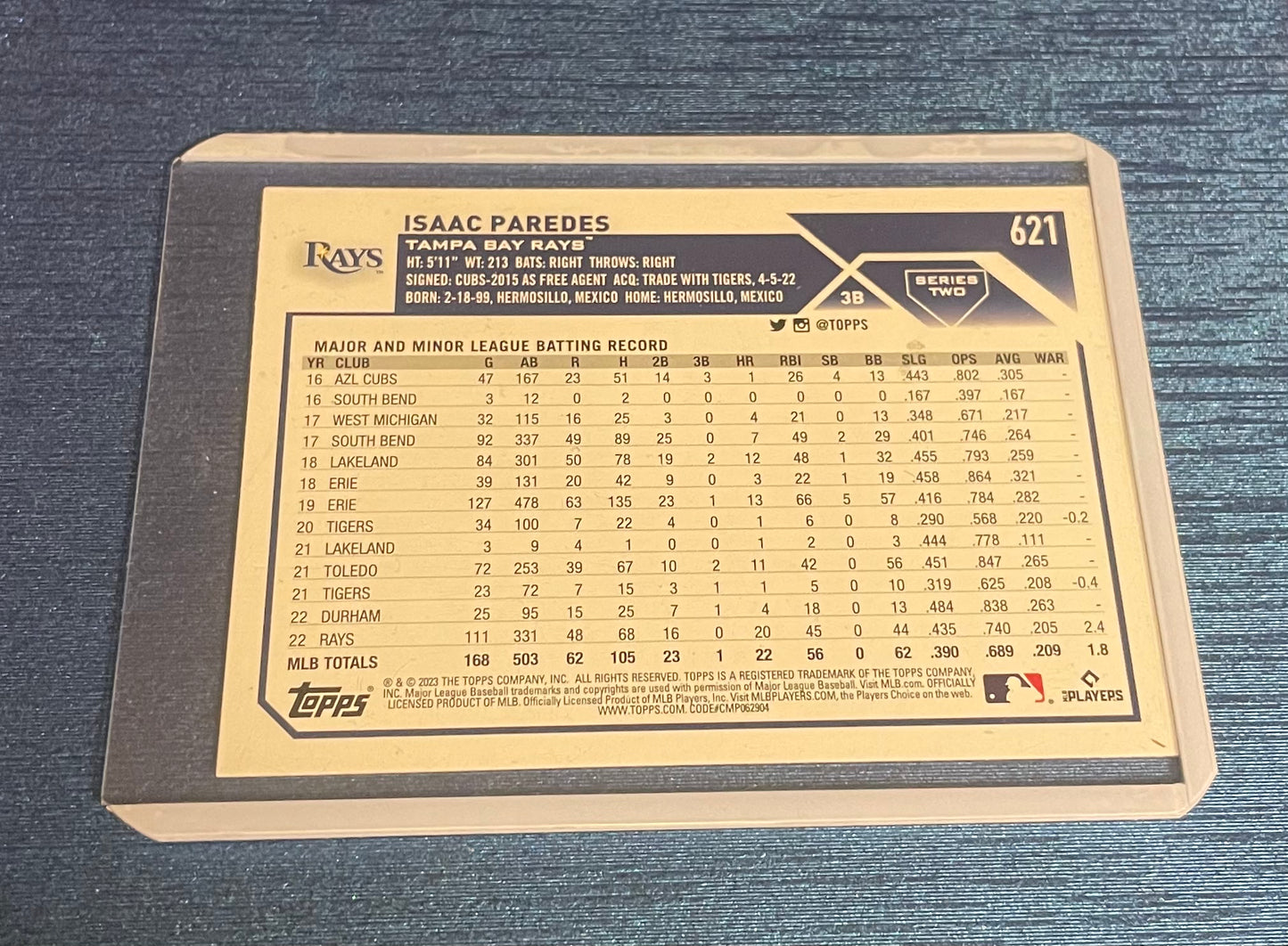 Isaac Paredes Tampa Bay Rays Topps 2023