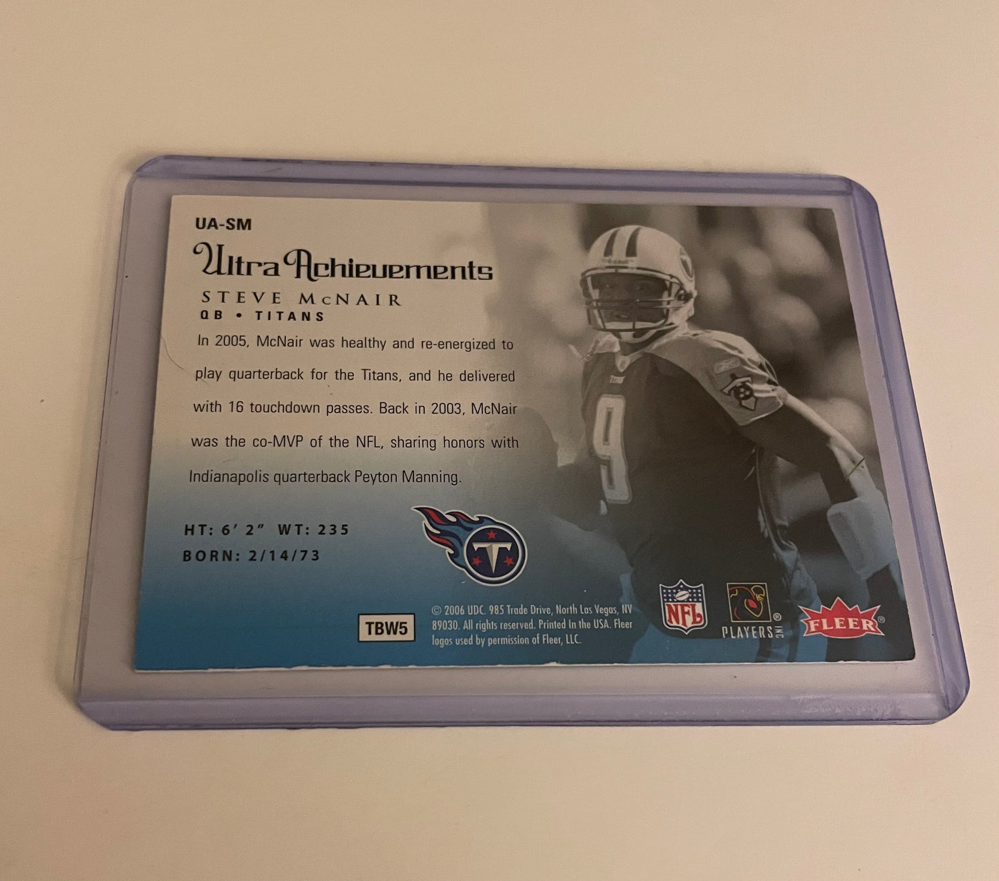 Steve McNair Tennessee Titans Ultra Achievements 2006 fleer ultra