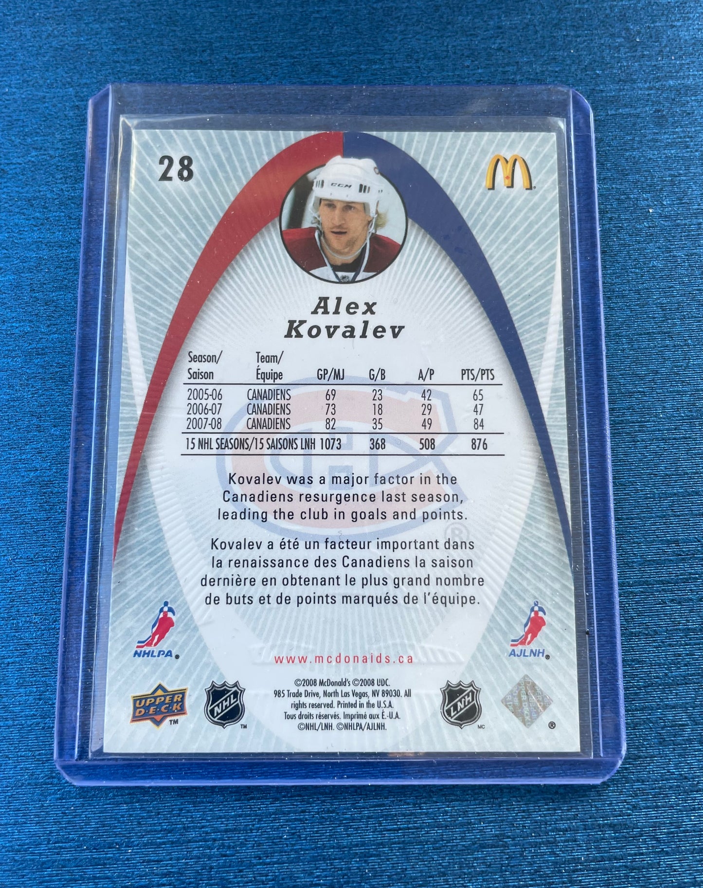 Alex Kovalev Montreal Canadiens Upper Deck 2008