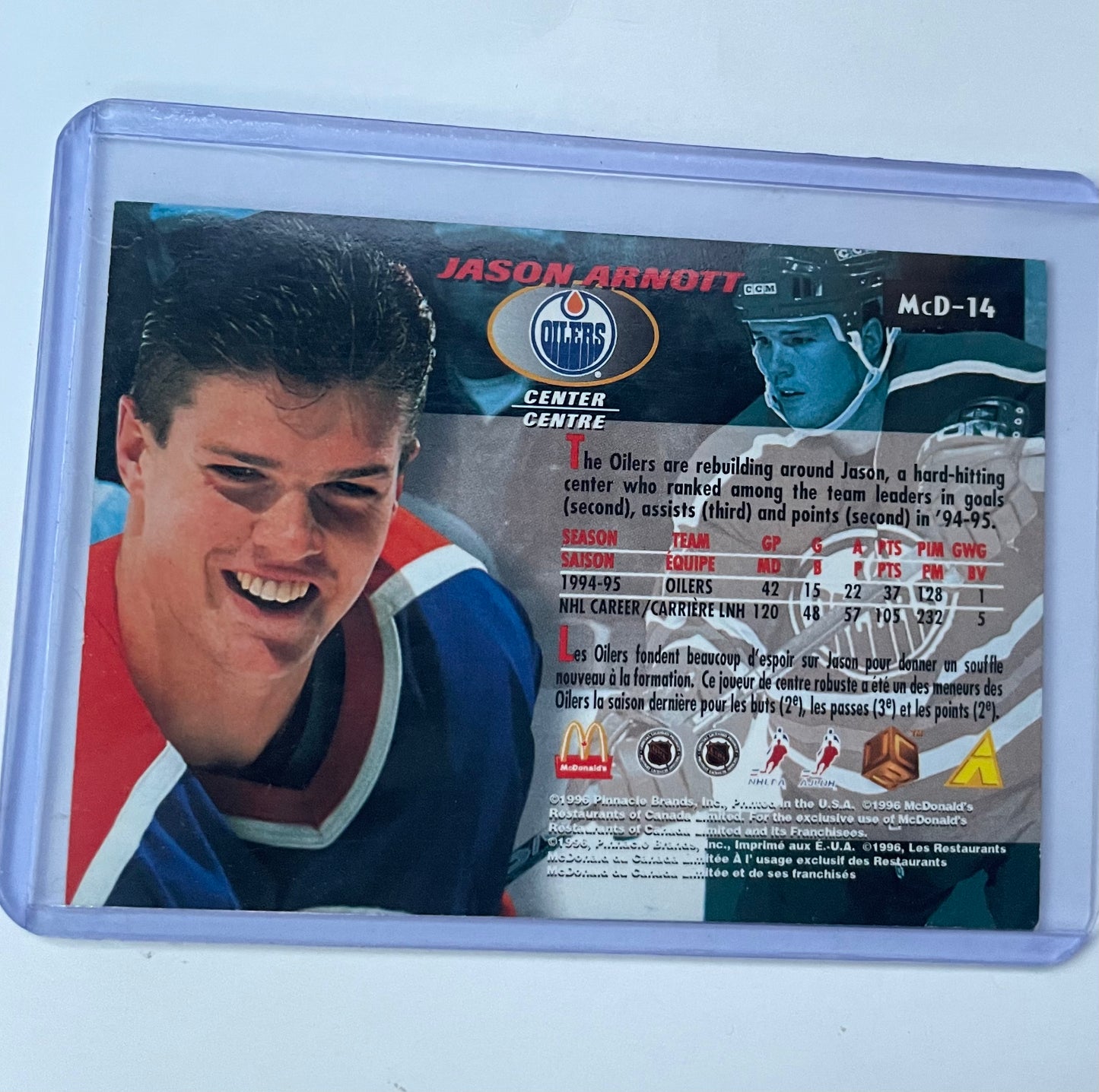 Jason Arnott Edmonton Oilers 1996 3d Pinnacle