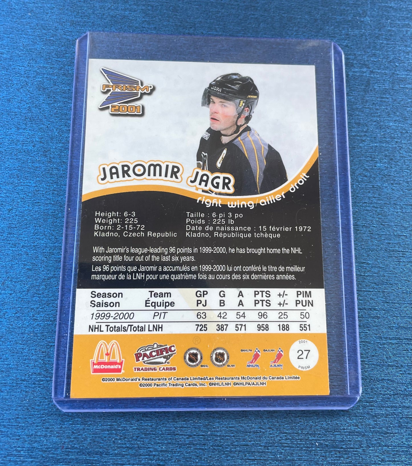 Jaromir Jagr Pittsburgh Penguins Pacific Prism 2000