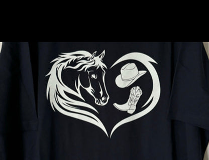 Kids heart themed horse tee